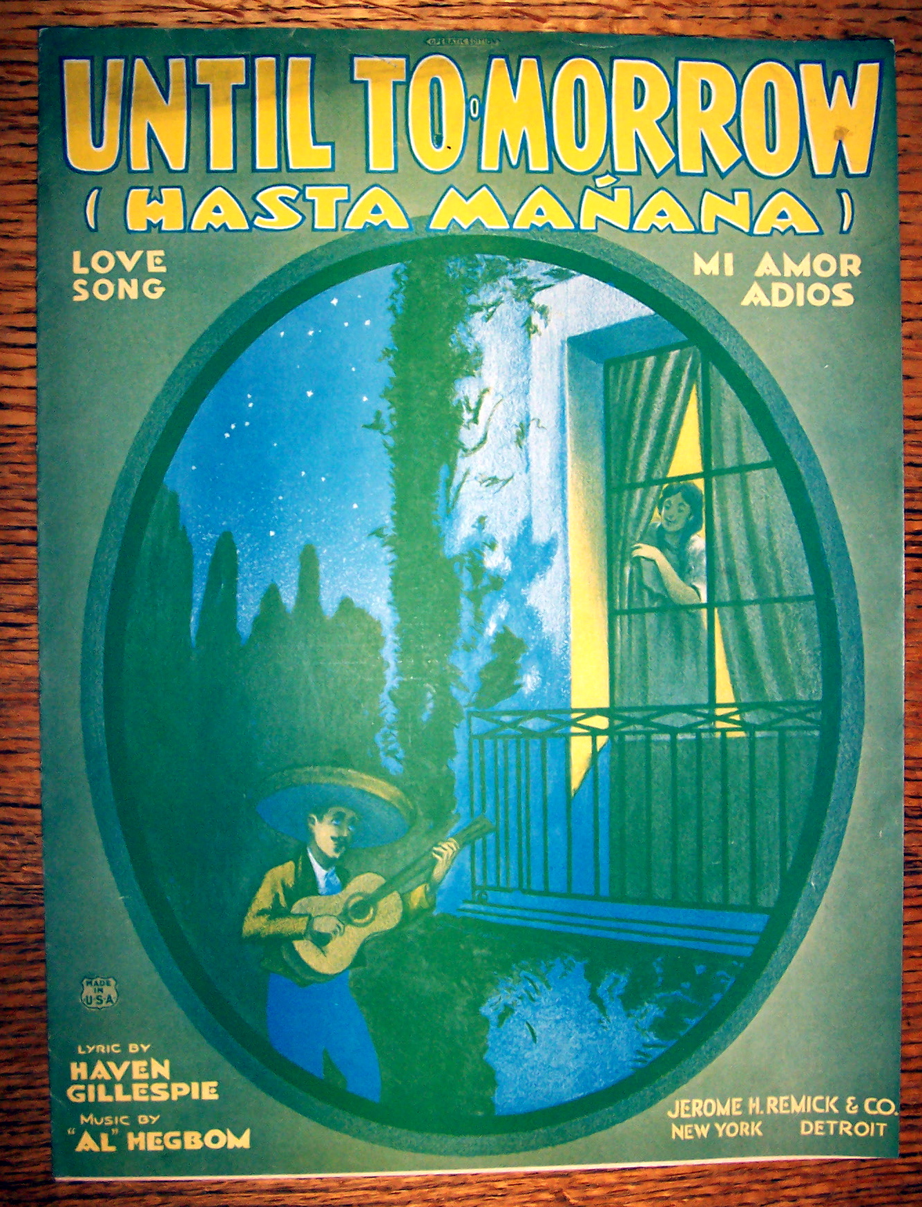 Sheet Music For 1923 Until To-Morrow (Hasta Manana)