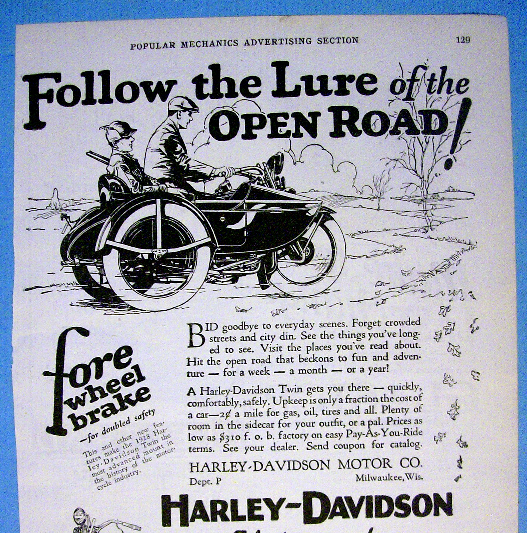 1927 Harley Davidson with Men on Motorcycle