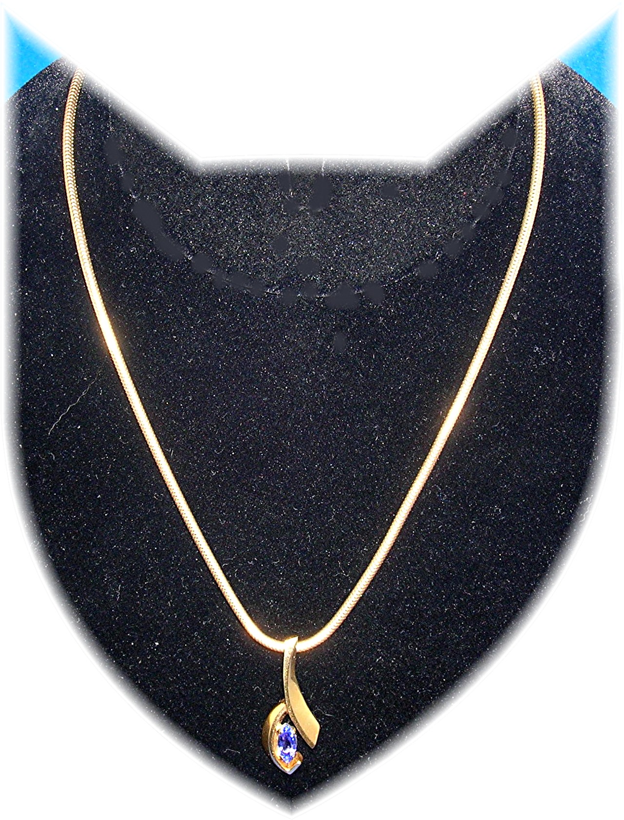 Pendant 14K Gold and Tanzanite  Gold Snake Chain