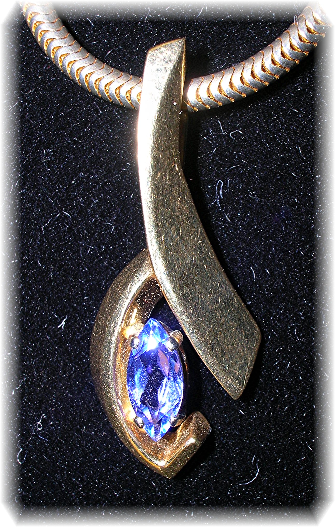Pendant 14K Gold and Tanzanite Gold Snake Chain