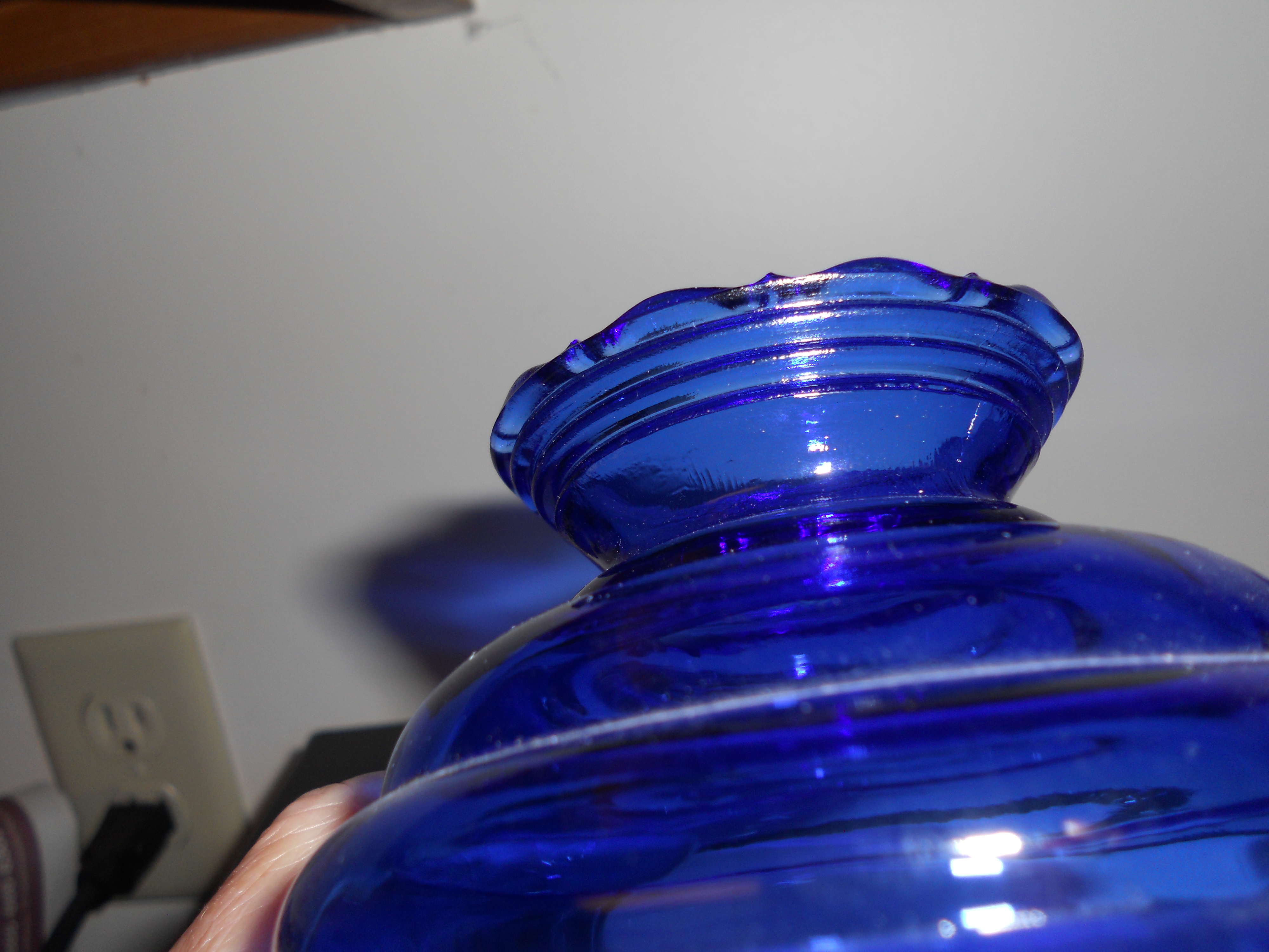 Cobalt Blue Glass Vases Pair Bee Hive USA