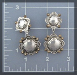 Navajo Sterling Silver Concho Earrings KEE NATAANI Clip