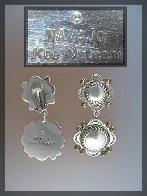 Navajo Sterling Silver Concho Earrings KEE NATAANI Clip