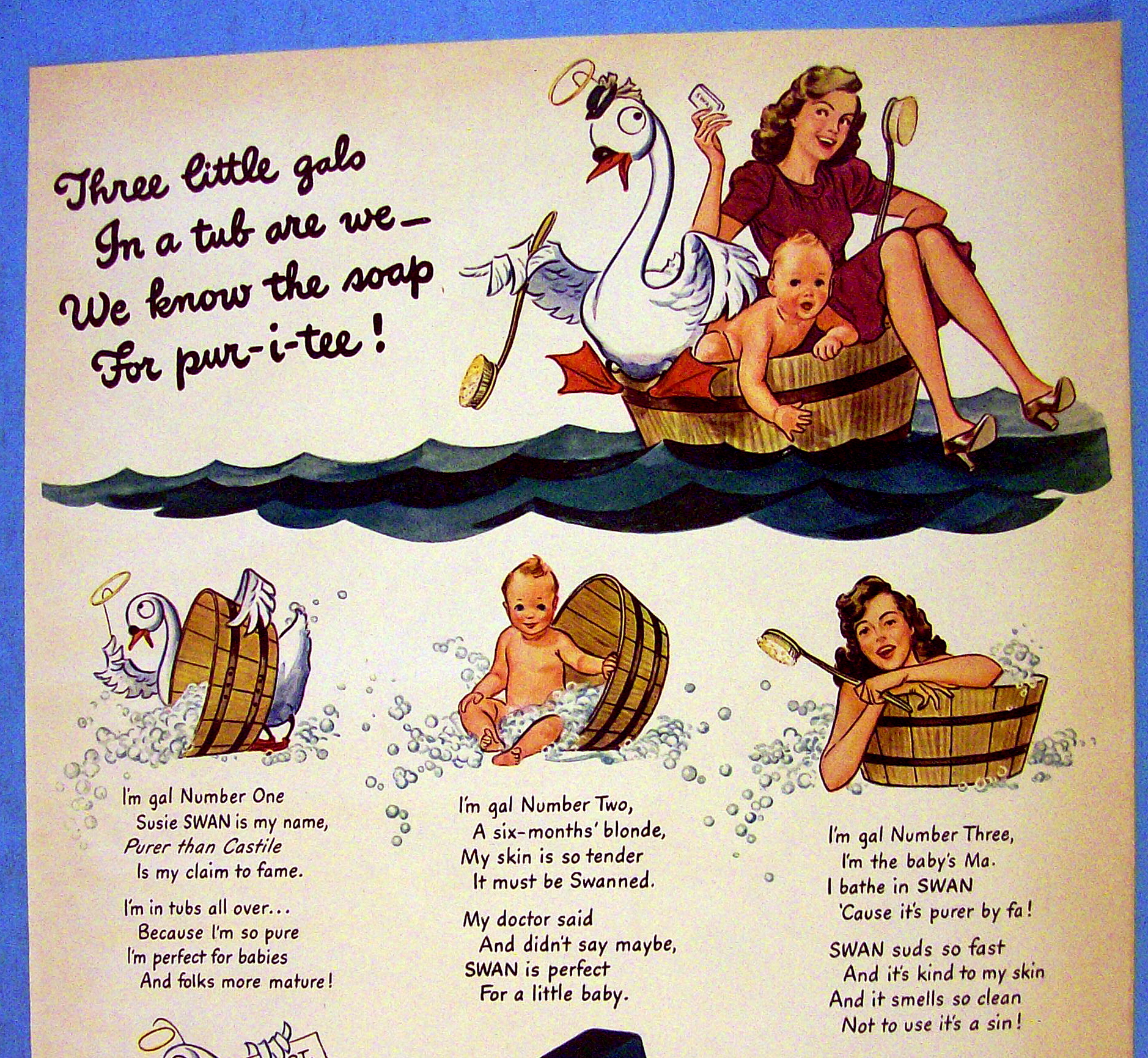 1943 Swan Soap w/ 3 Little Gals