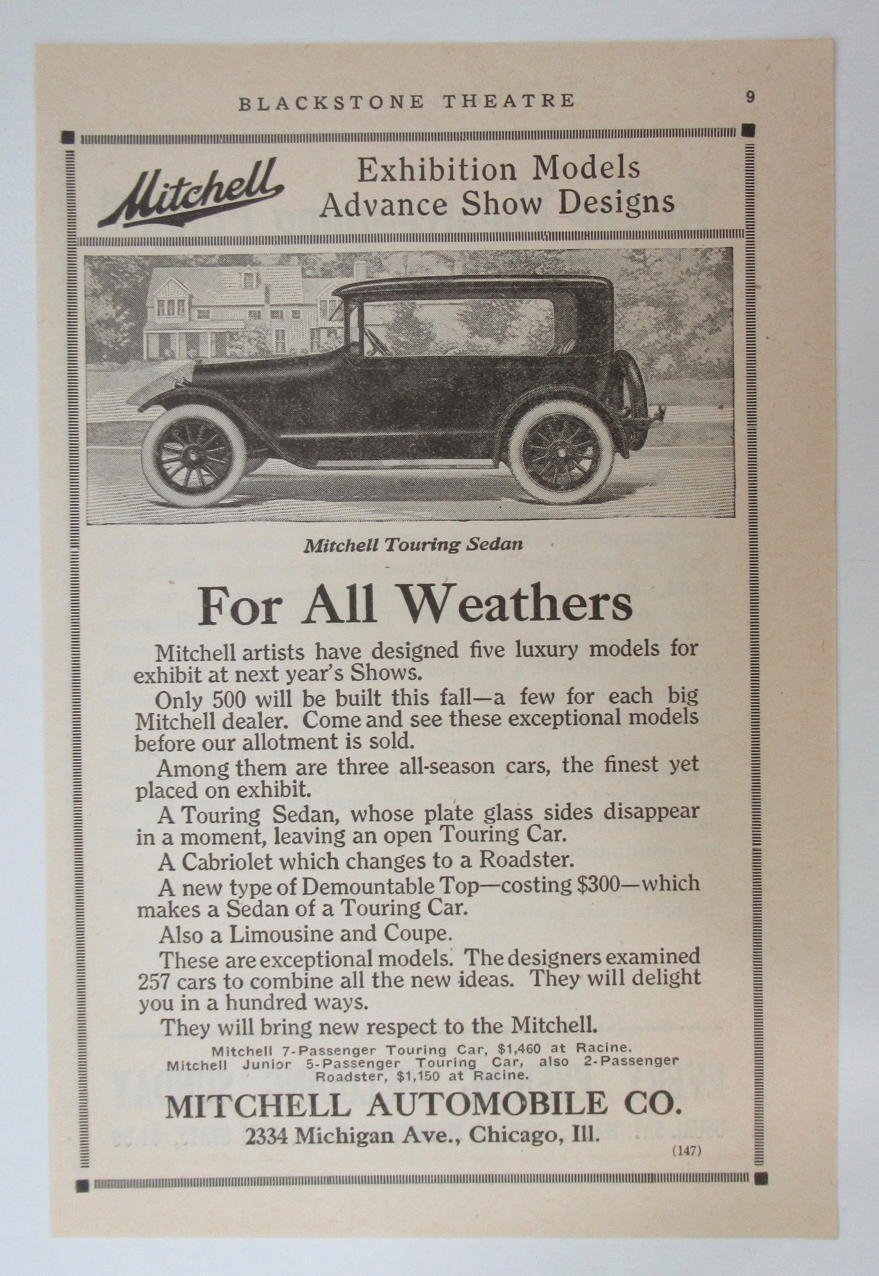 1917 Mitchell Automobile with Mitchell Touring Sedan