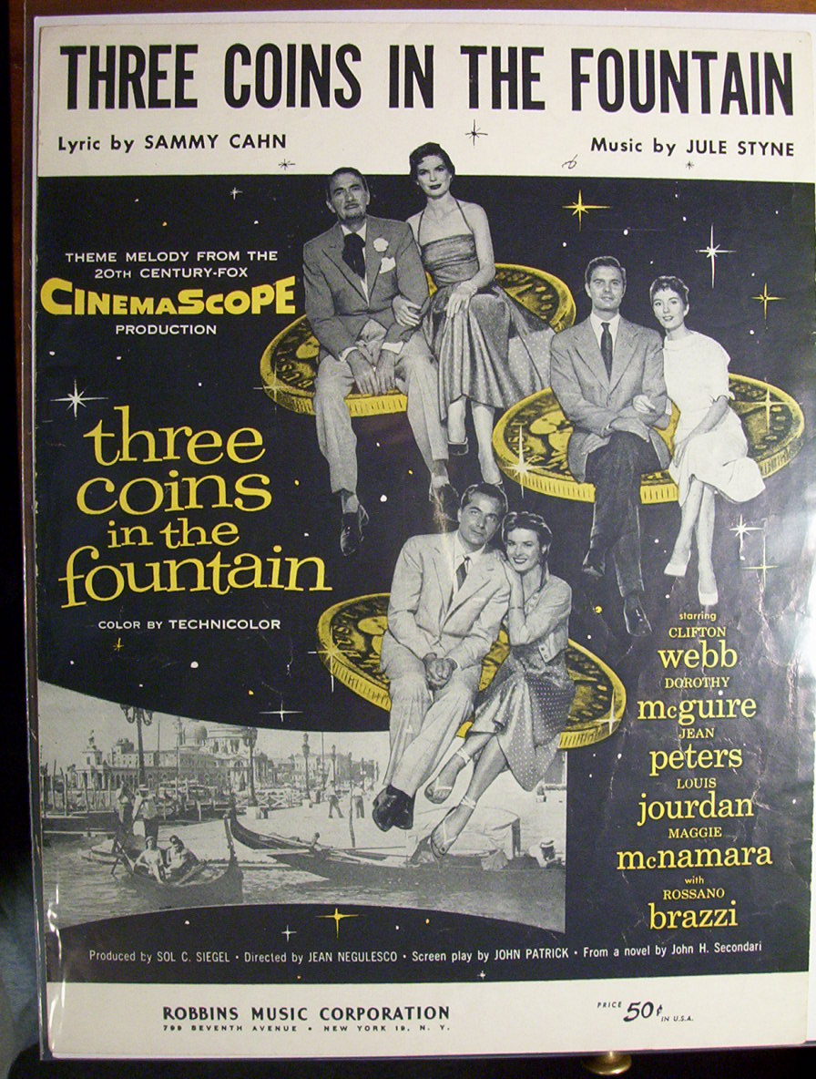 Sheet Music For 1954 Three Coins In The Fountain