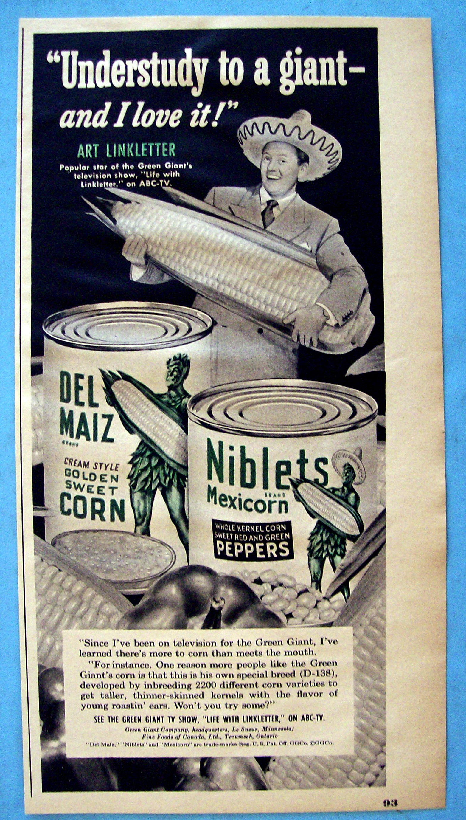 Vintage Ad: 1951 Green Giant Corn w/ Art Linkletter