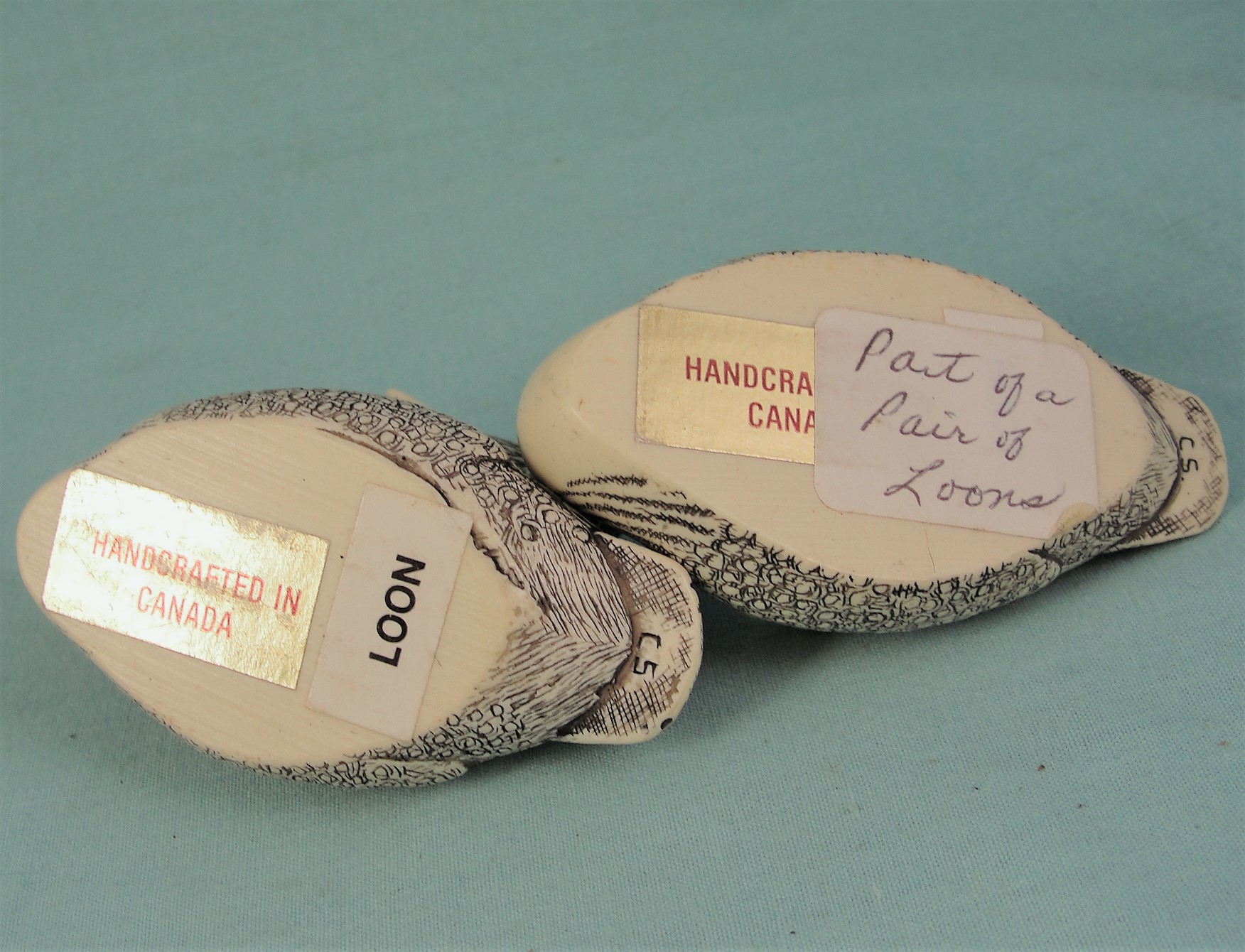 Canadian Ivory Colored Resin Loon Pair