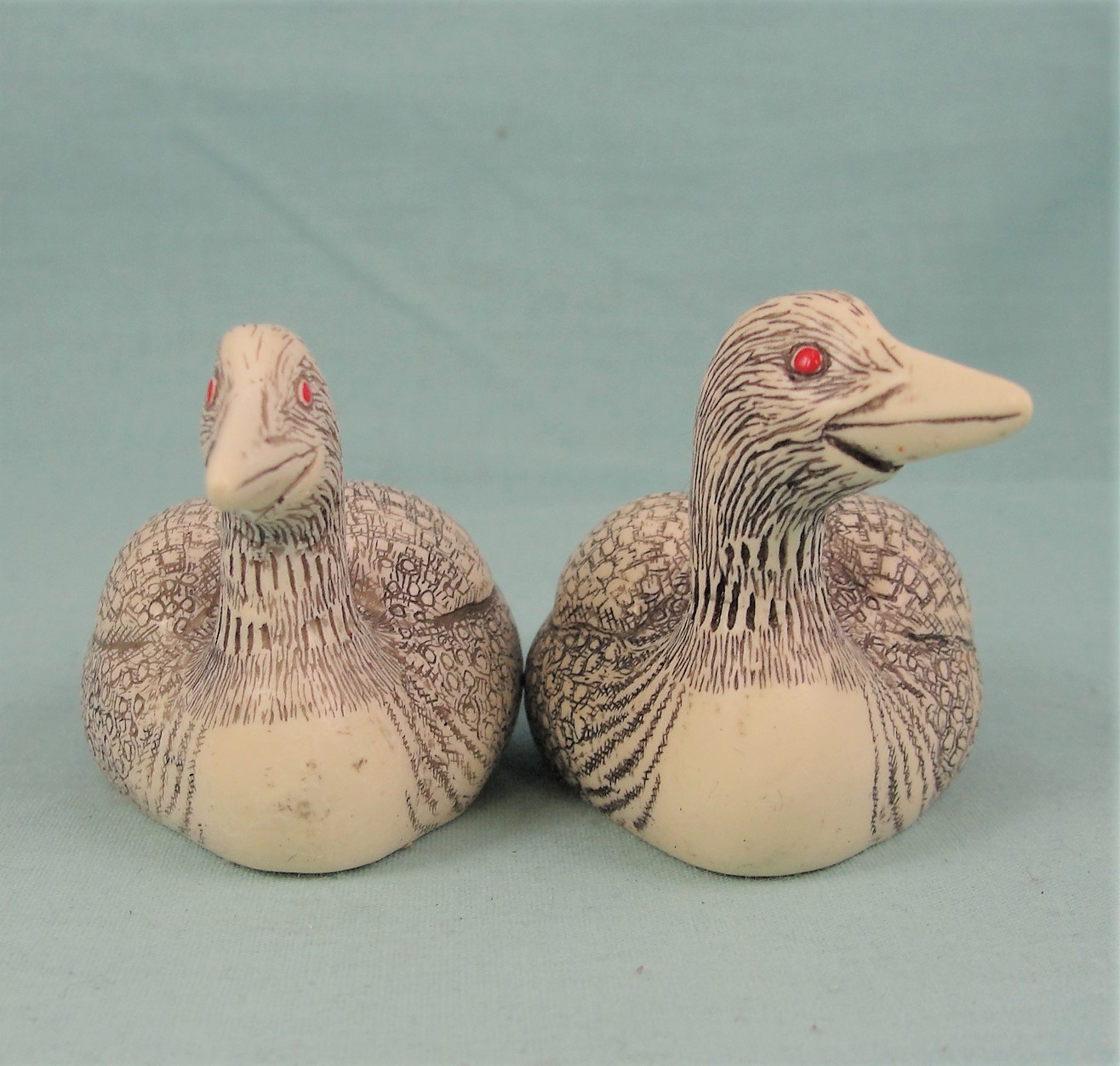 Canadian Ivory Colored Resin Loon Pair