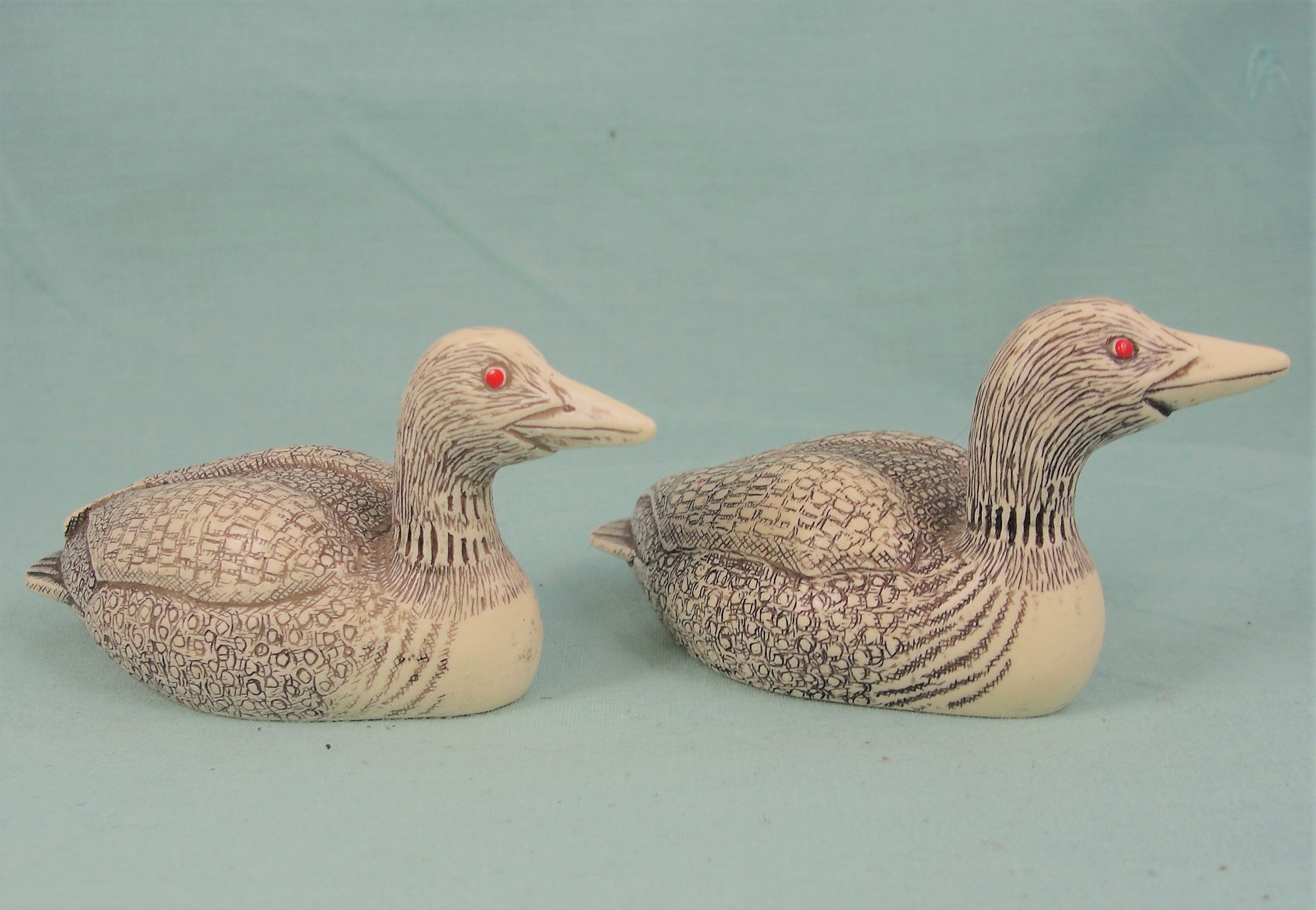 Canadian Ivory Colored Resin Loon Pair