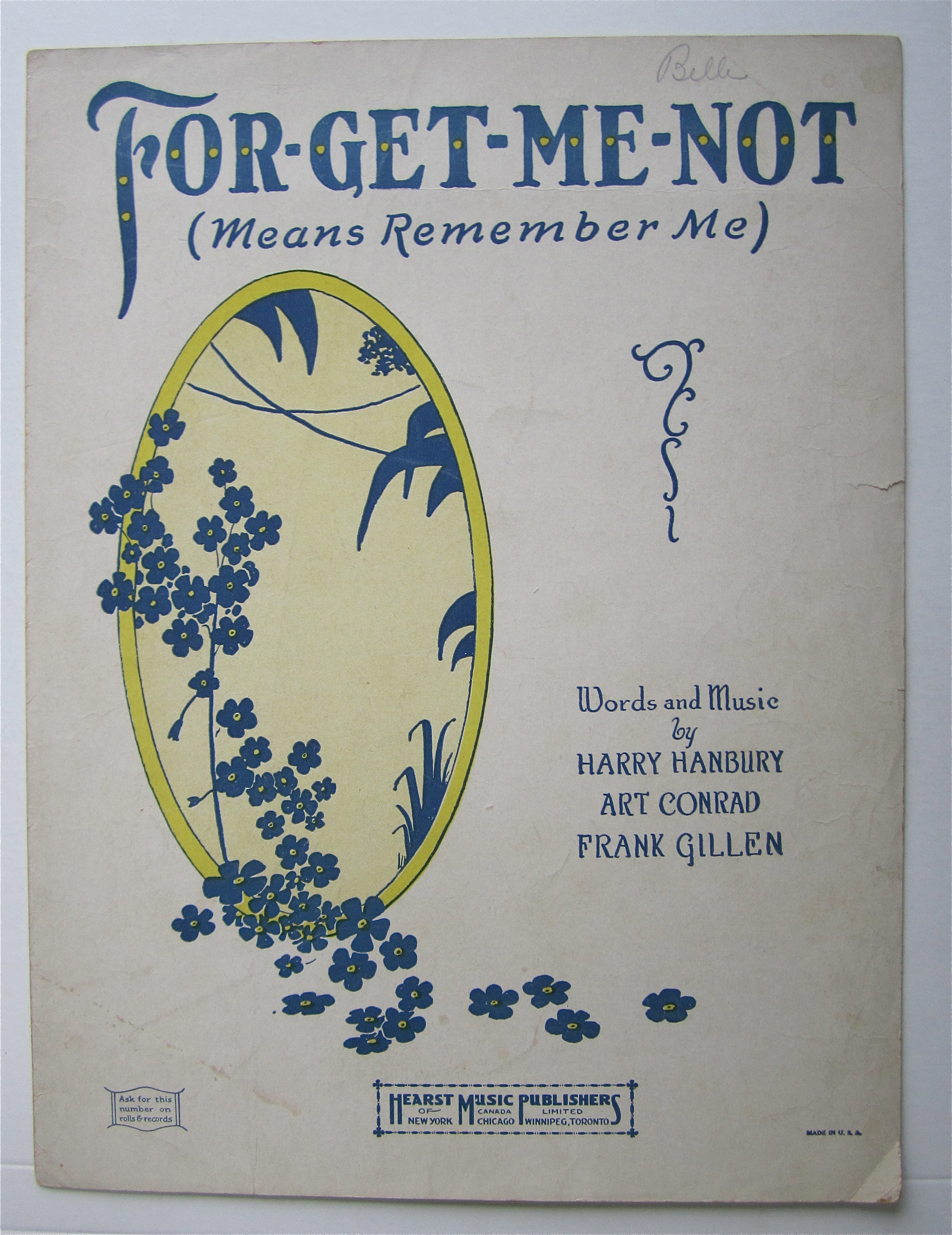 Sheet Music 1924 Forget Me Not (Means Remember Me)