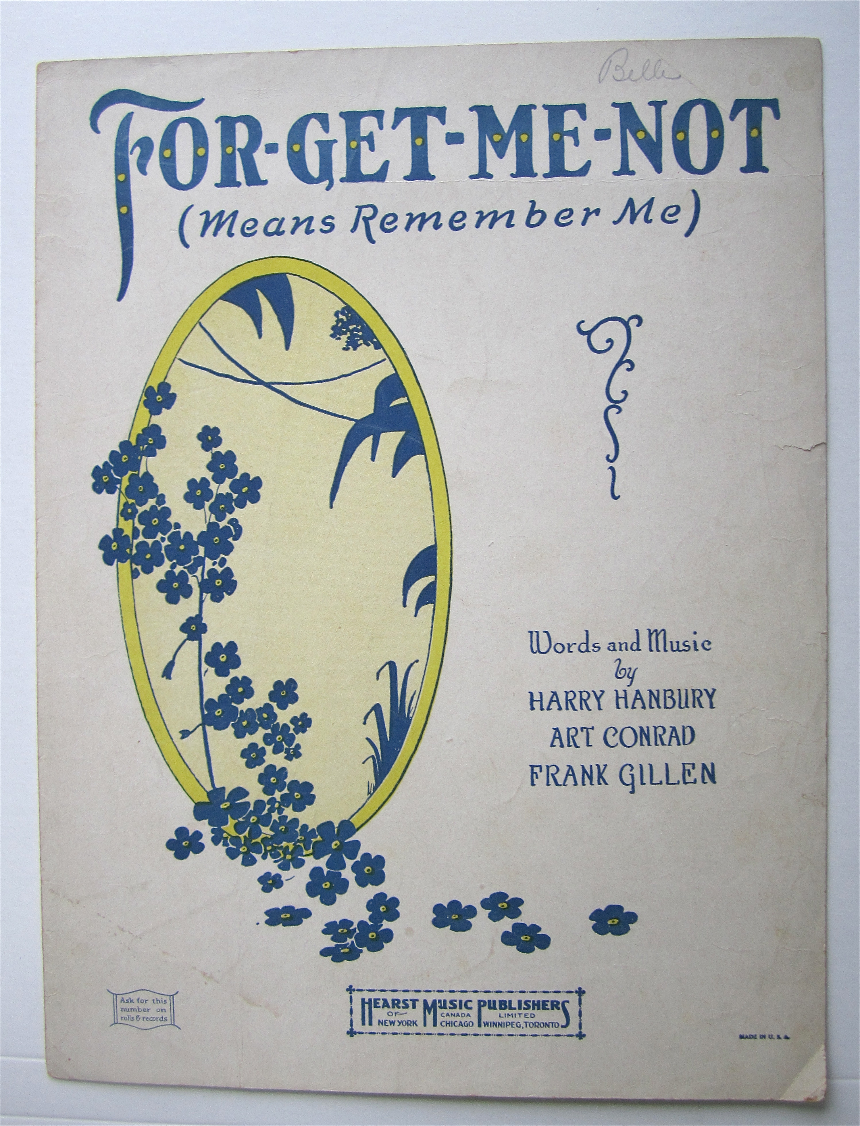 Sheet Music 1924 Forget Me Not (Means Remember Me)