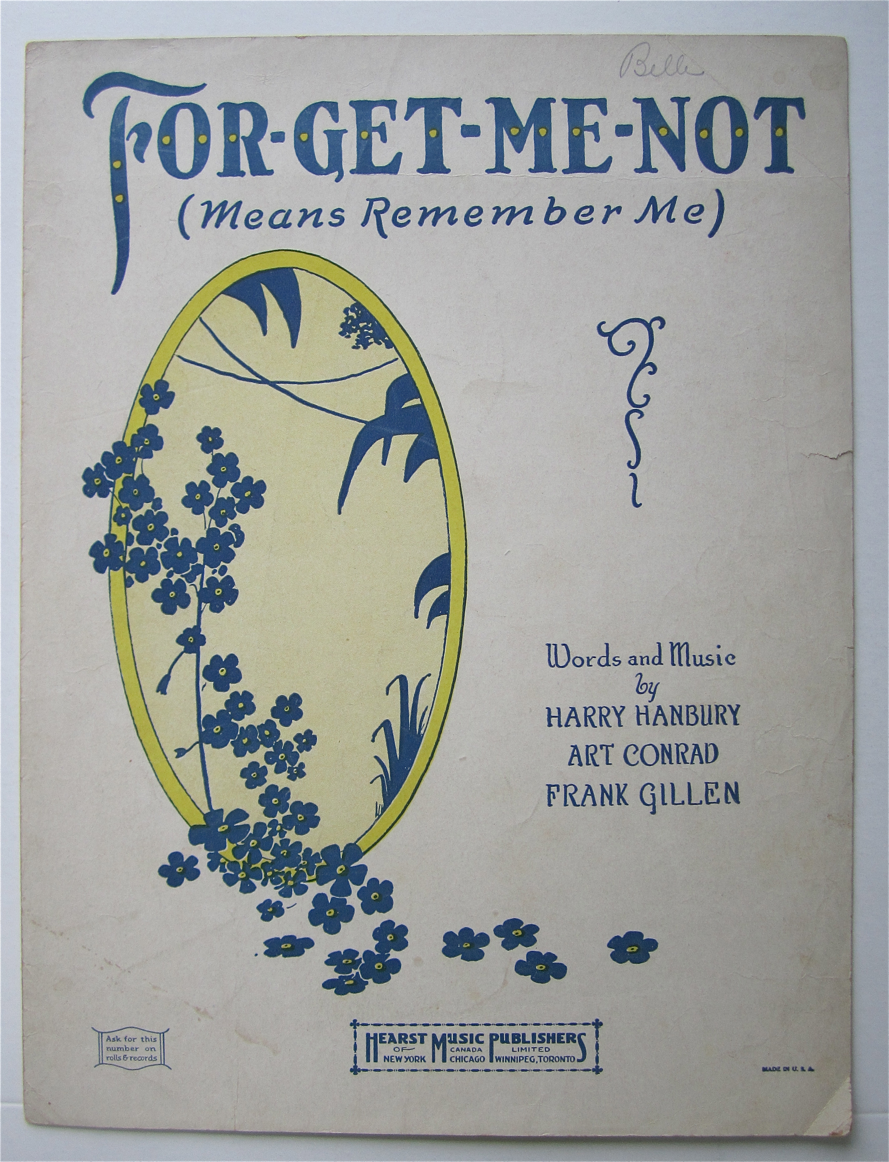 Sheet Music 1924 Forget Me Not (Means Remember Me)