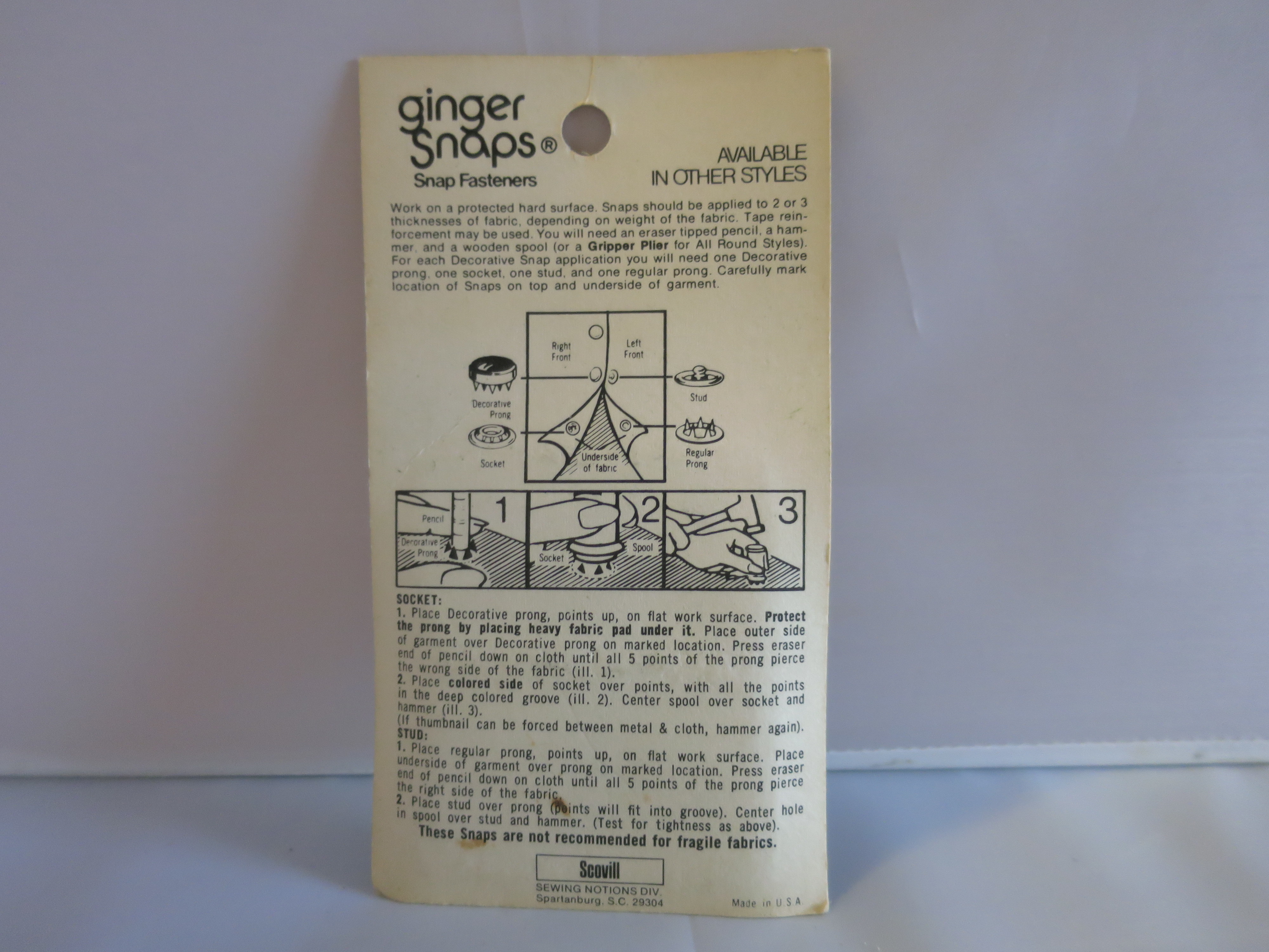 Vintage Scovill Ginger Snaps Snap Fasteners Dritz Clinton Blue