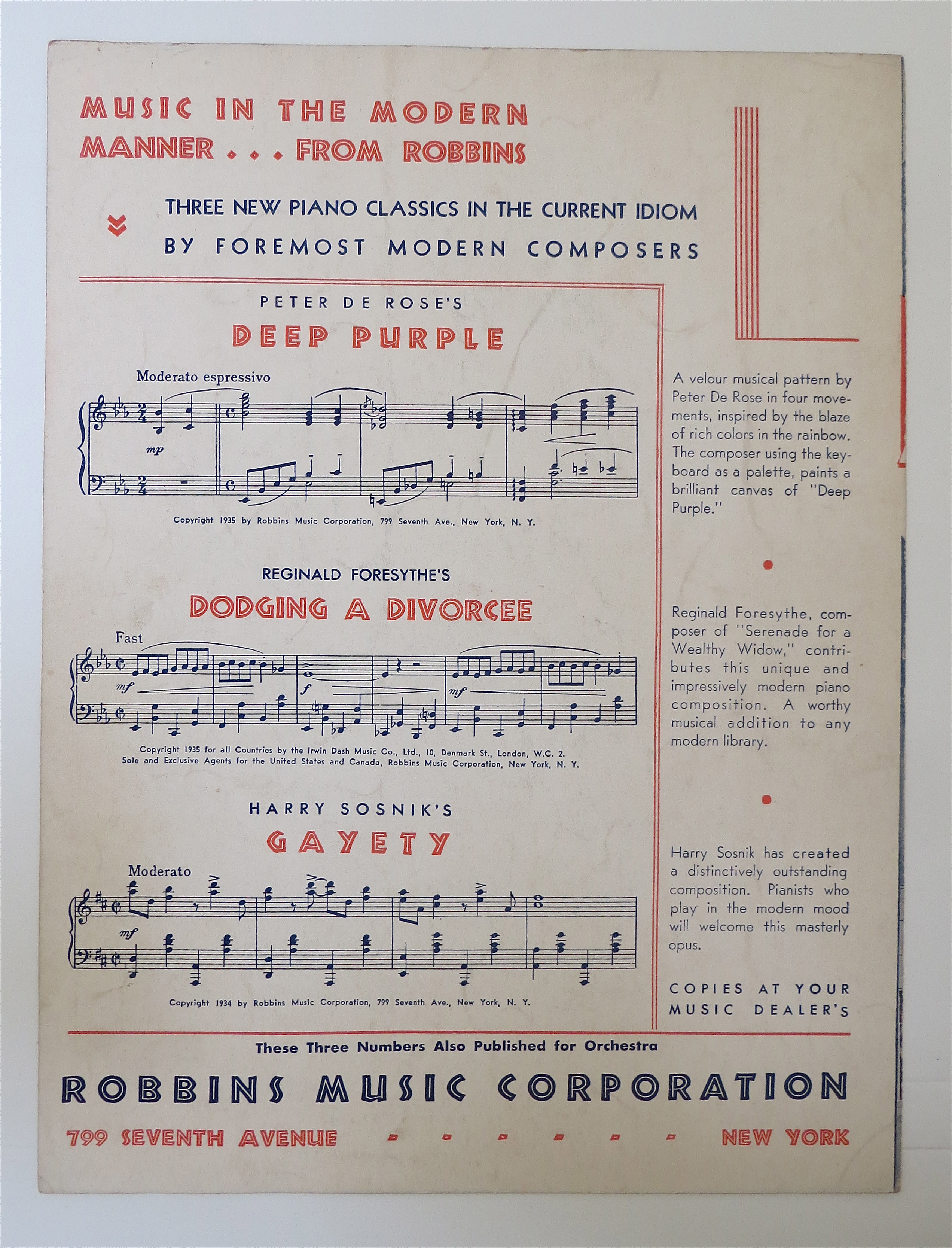 Sheet Music For 1936 Lost