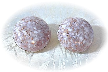 Lucite Pink White Gold Flecked Clip Earrings