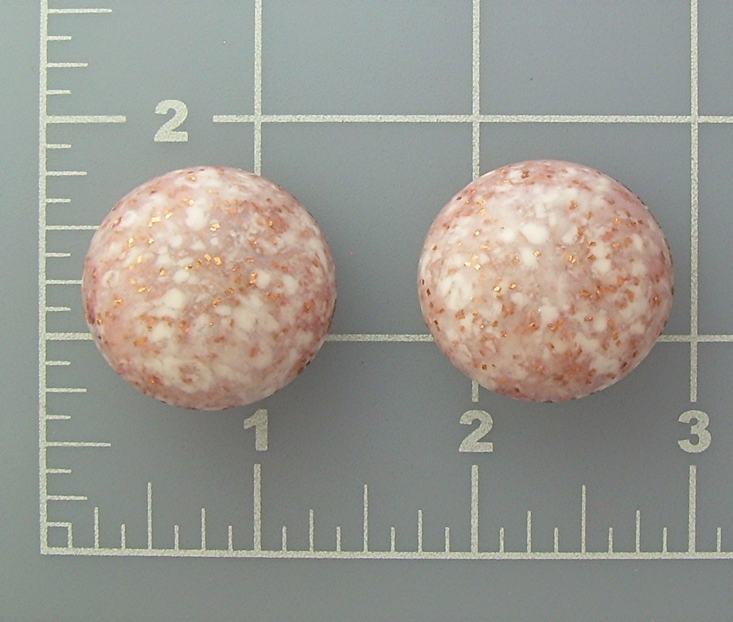 Lucite Pink White Gold Flecked  Clip Earrings