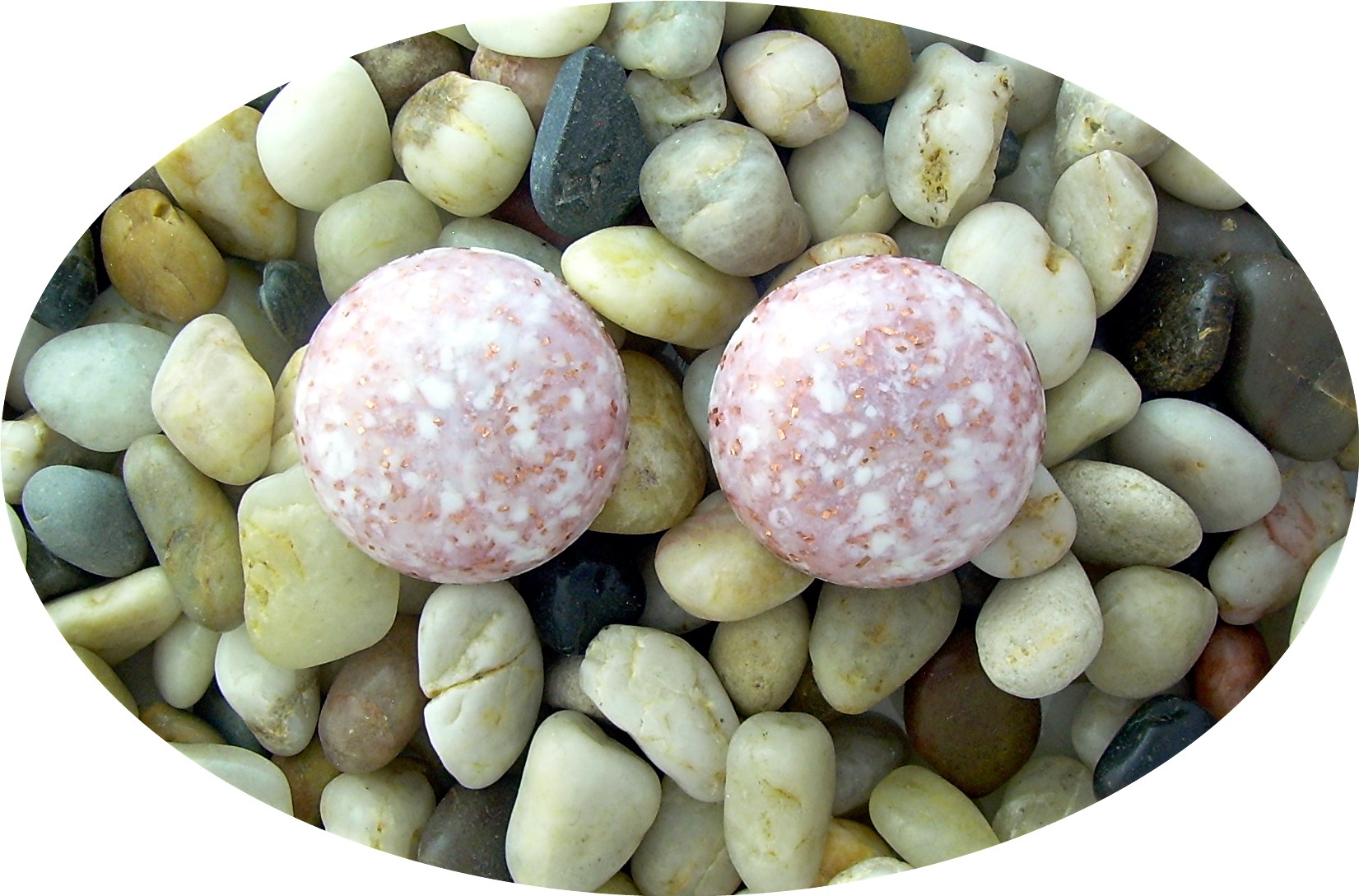 Lucite Pink White Gold Flecked  Clip Earrings