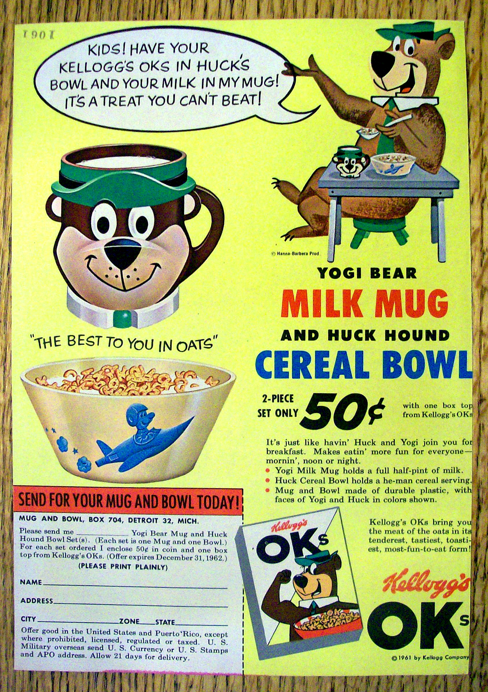 Vintage Ad: 1961 Kellogg's OK with Yogi Bear