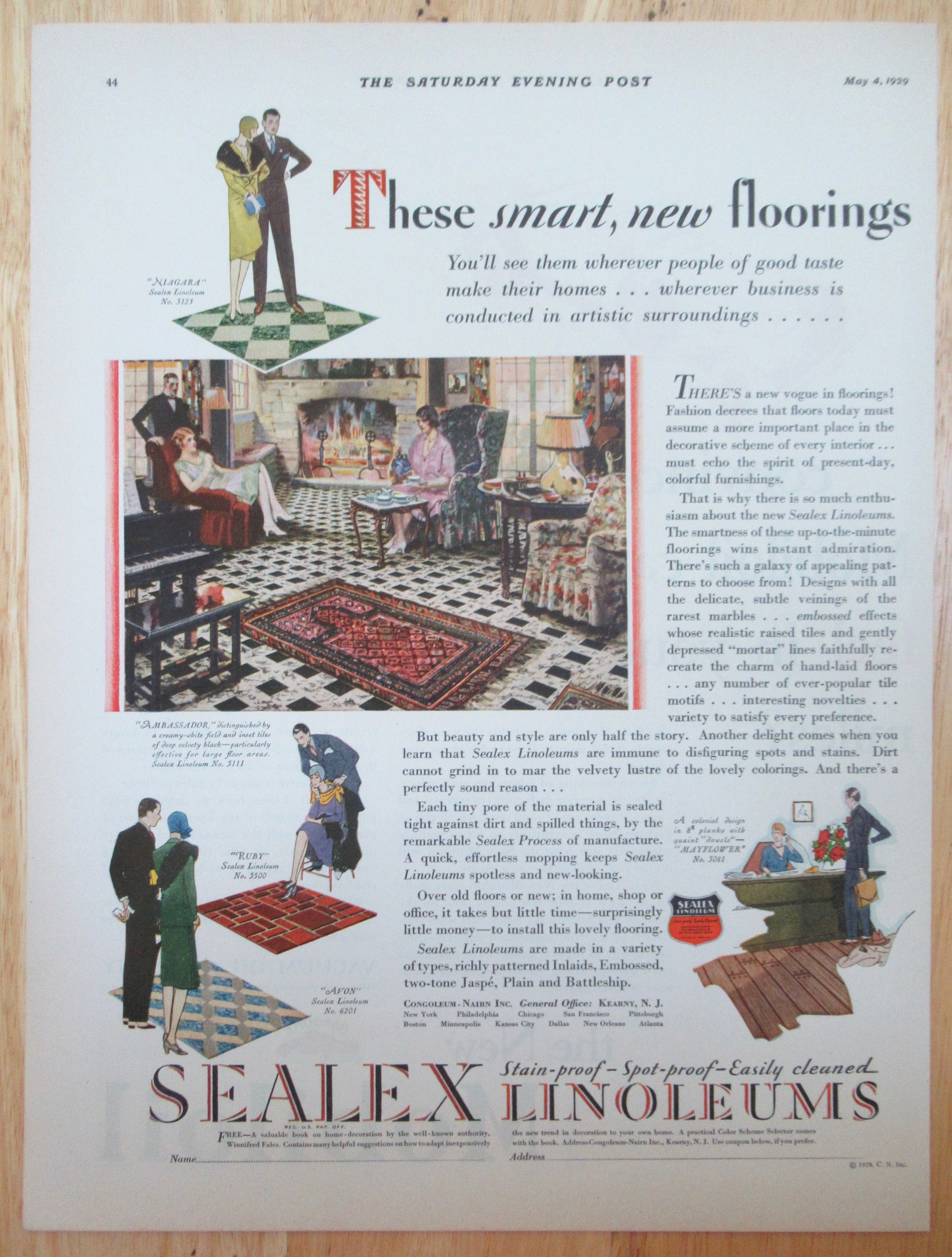 1929 Sealex Linoleum with Smart New Floorings