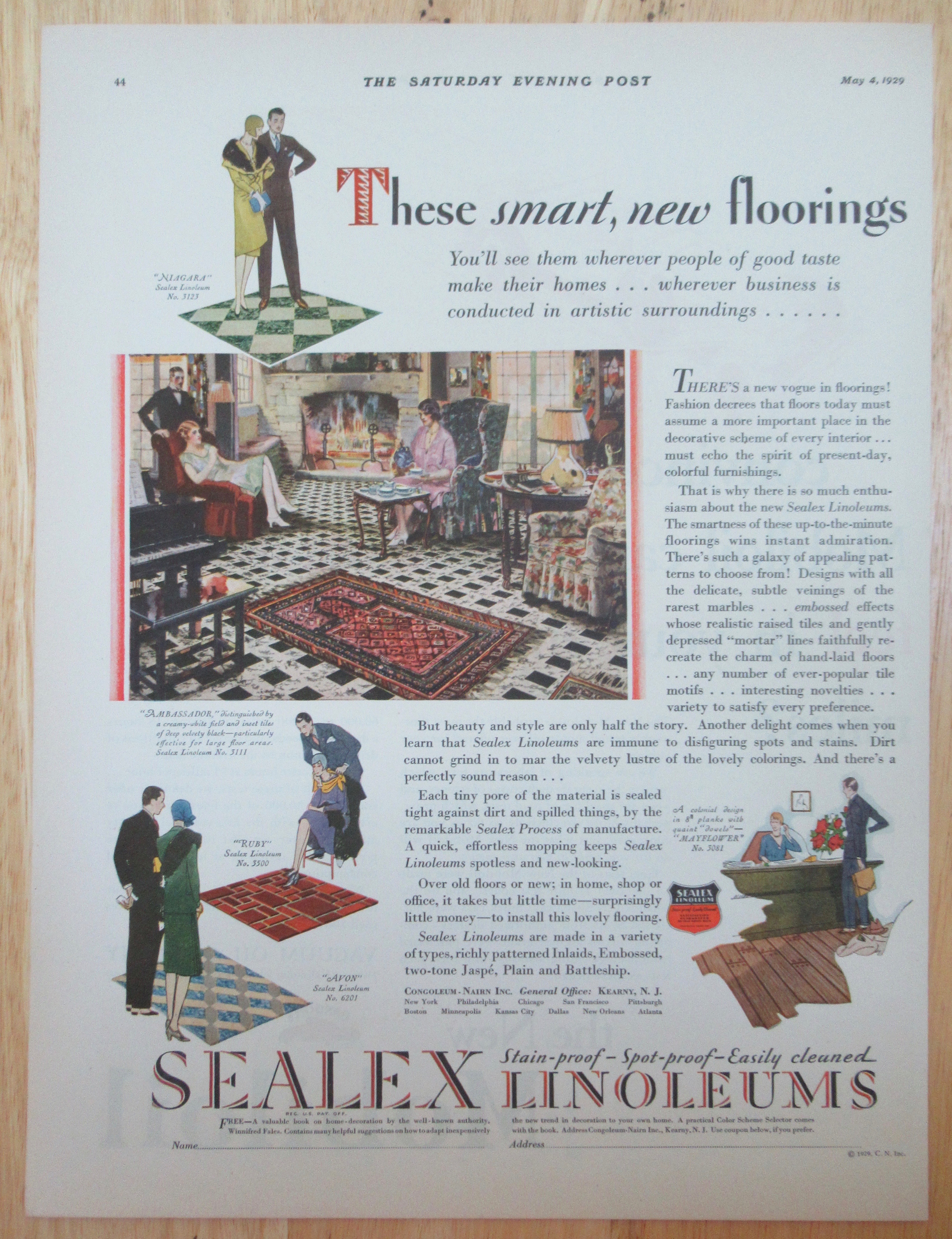1929 Sealex Linoleum with Smart New Floorings
