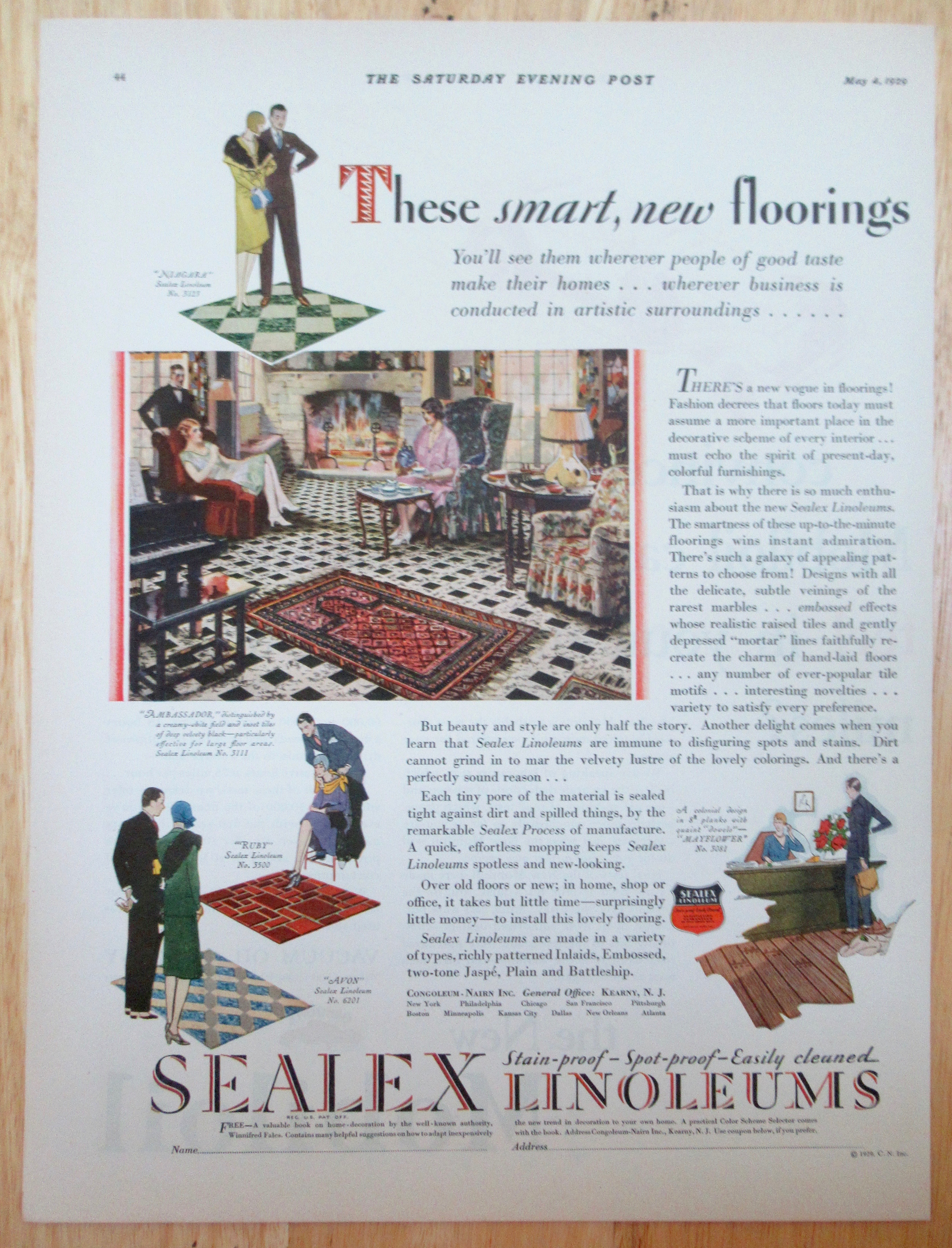 1929 Sealex Linoleum with Smart New Floorings