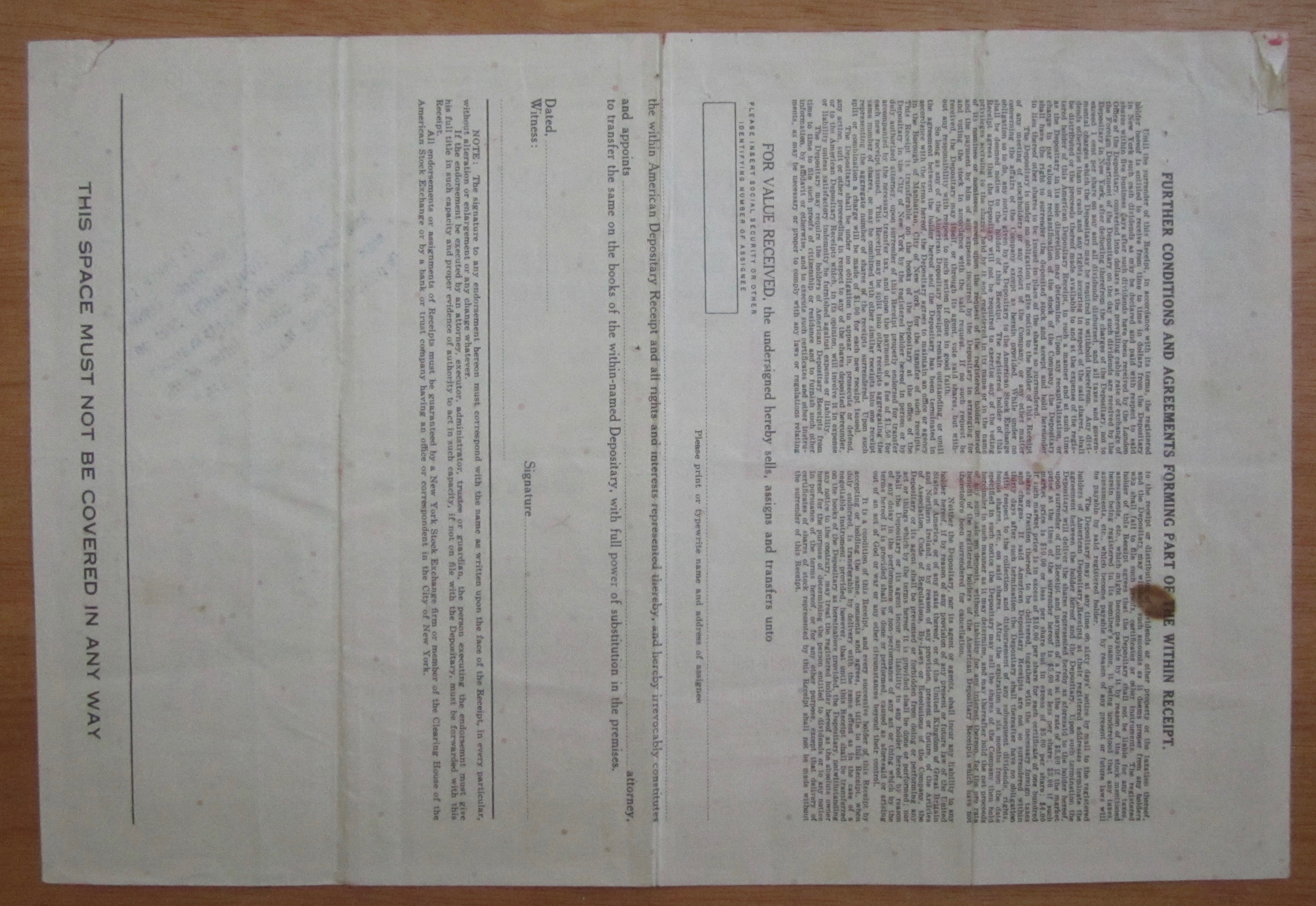 1974 Rolls Royce Limited Stock Certificate