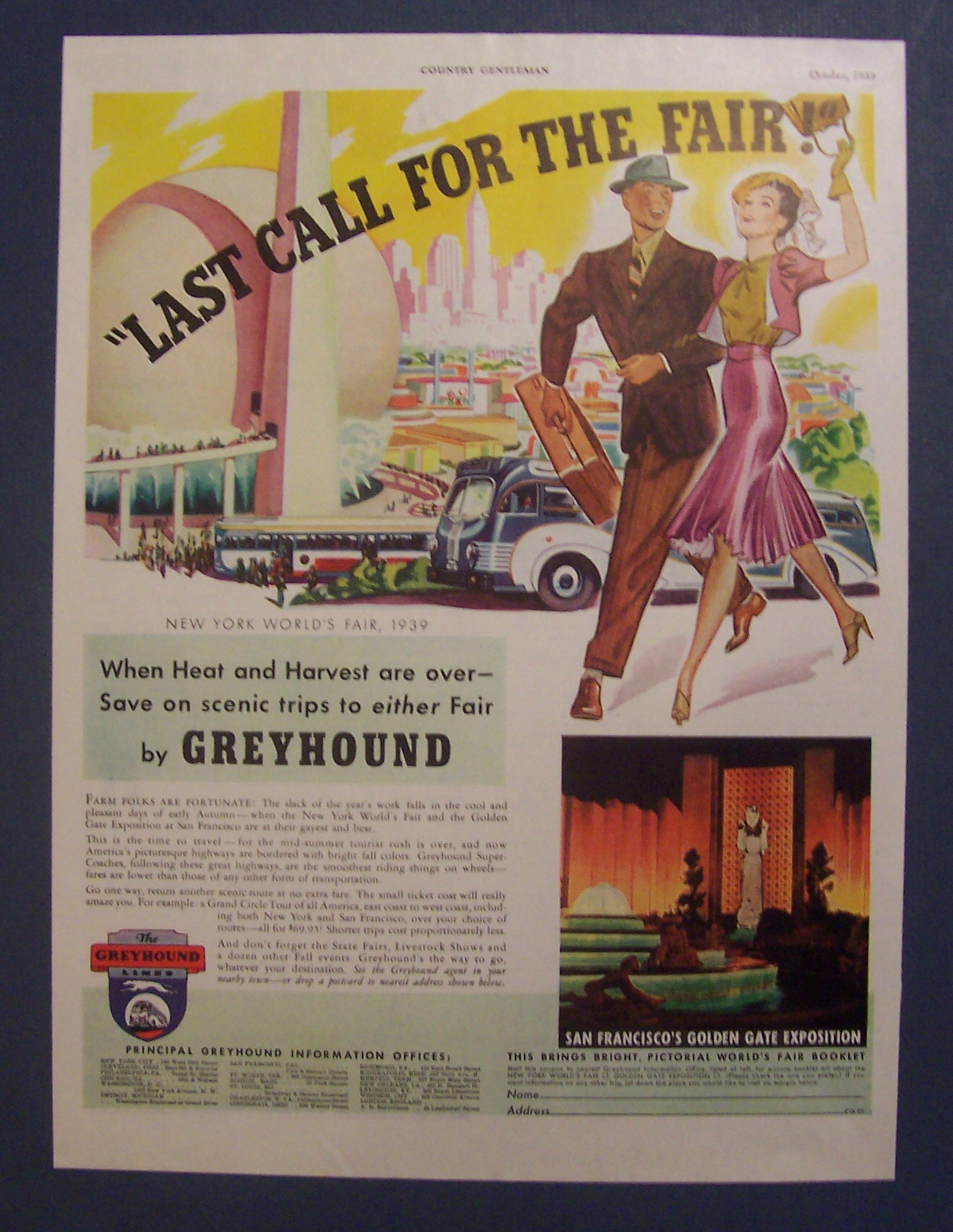 1939 Greyhound Lines with Couple Walking
