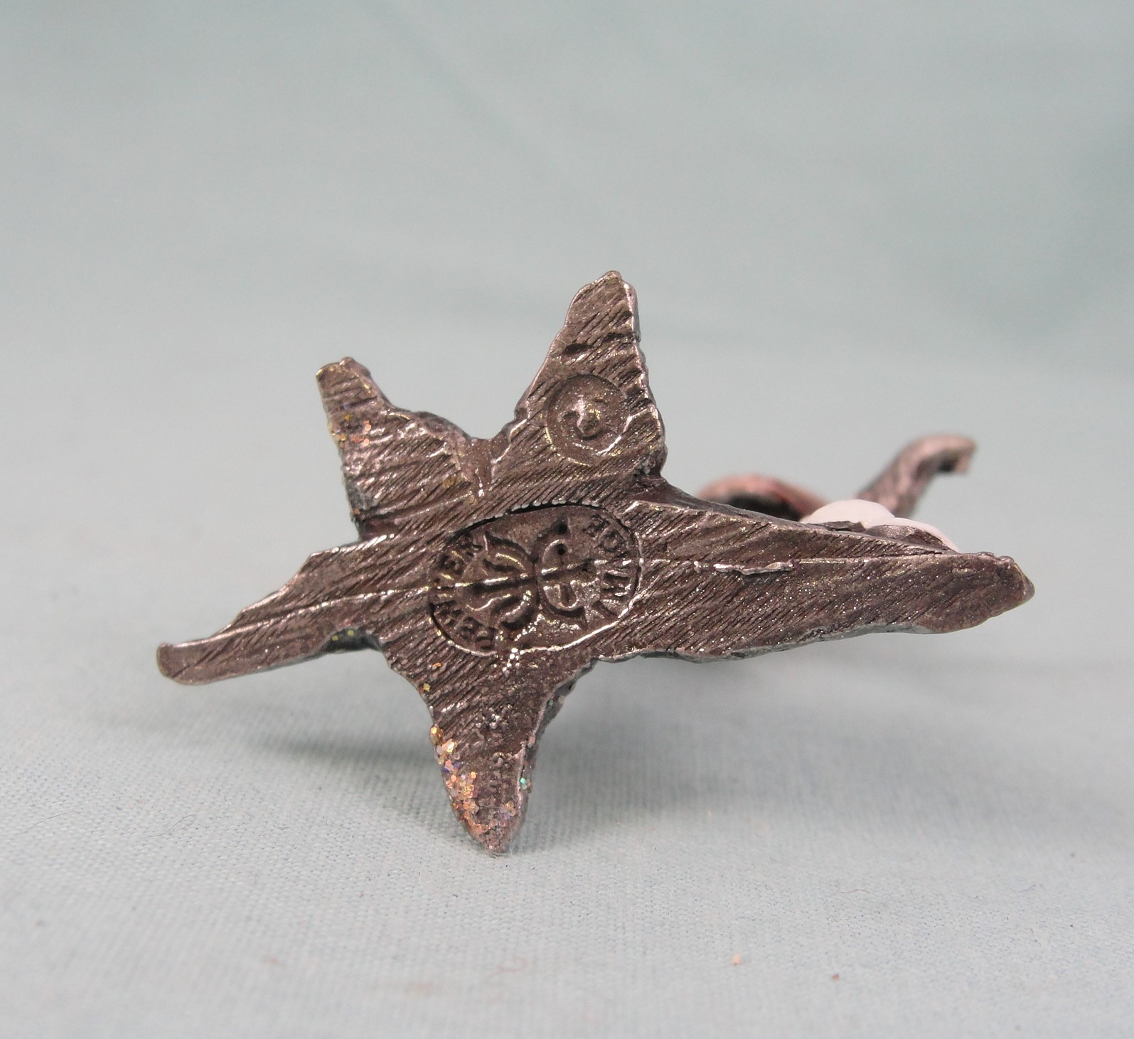 Pewter Images Miniature Painted Owl on Tree w/Mouse