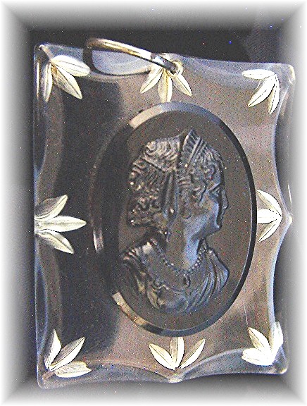 Bakelite and Lucite Double Side Cameo Pendant