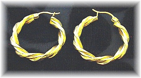Earrings 14K Gold Twist Hoop Pierced