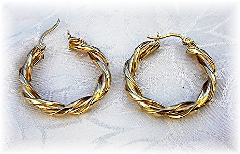 Earrings 14K Gold Twist Hoop Pierced