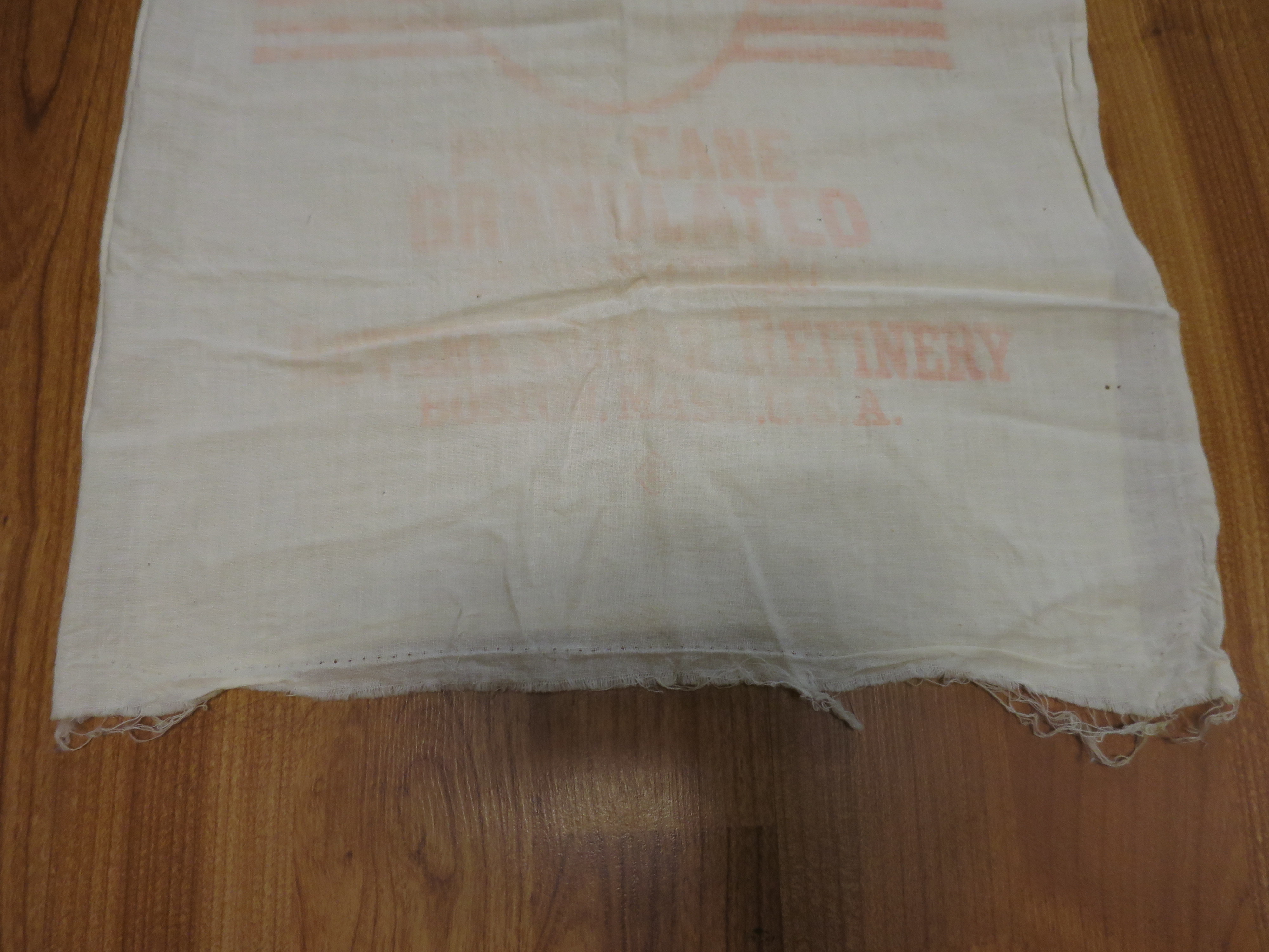 Revere Sugar Sack bag in red writing rare find in red faded