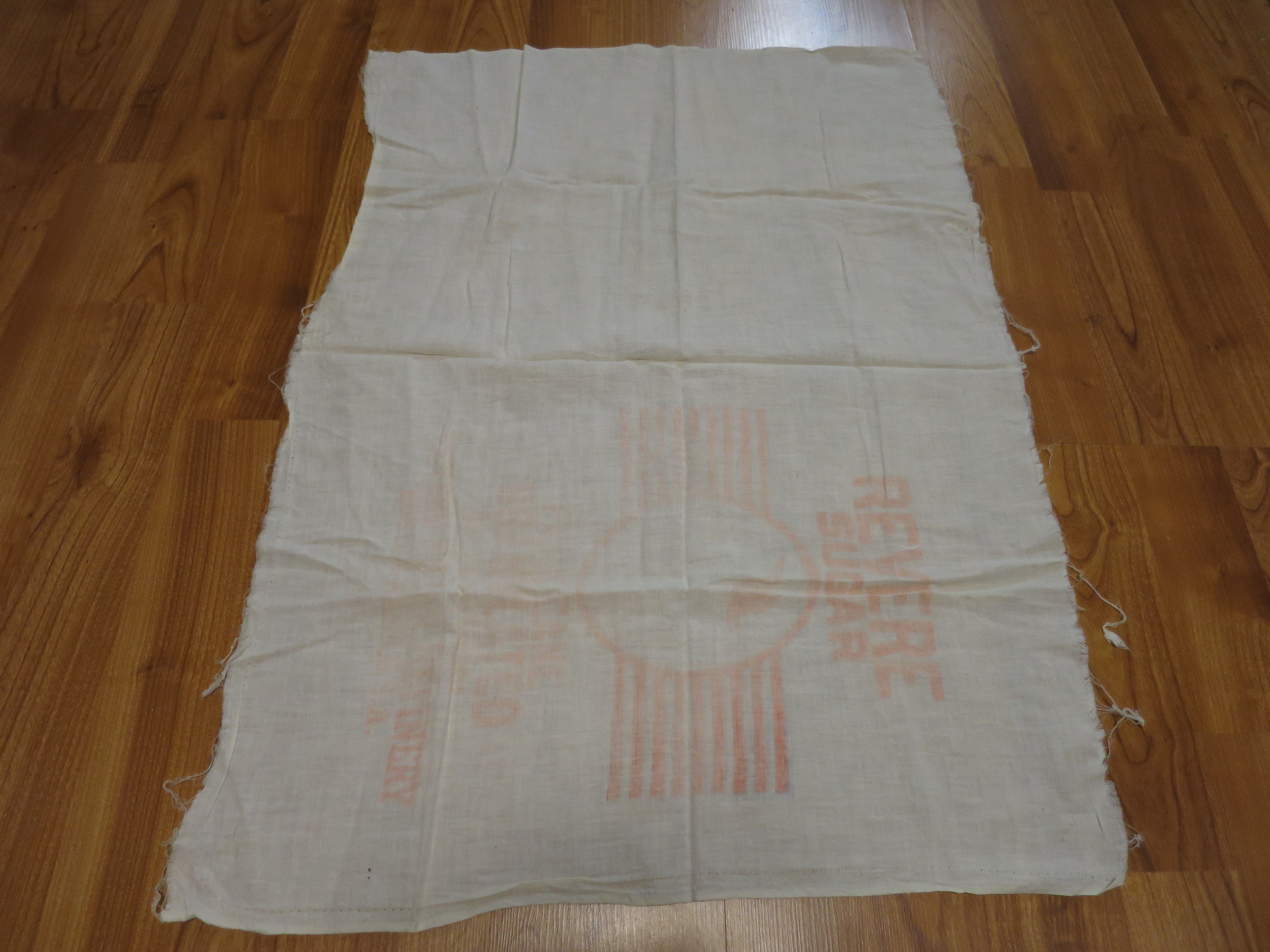 Revere Sugar Sack bag in red writing rare find in red faded