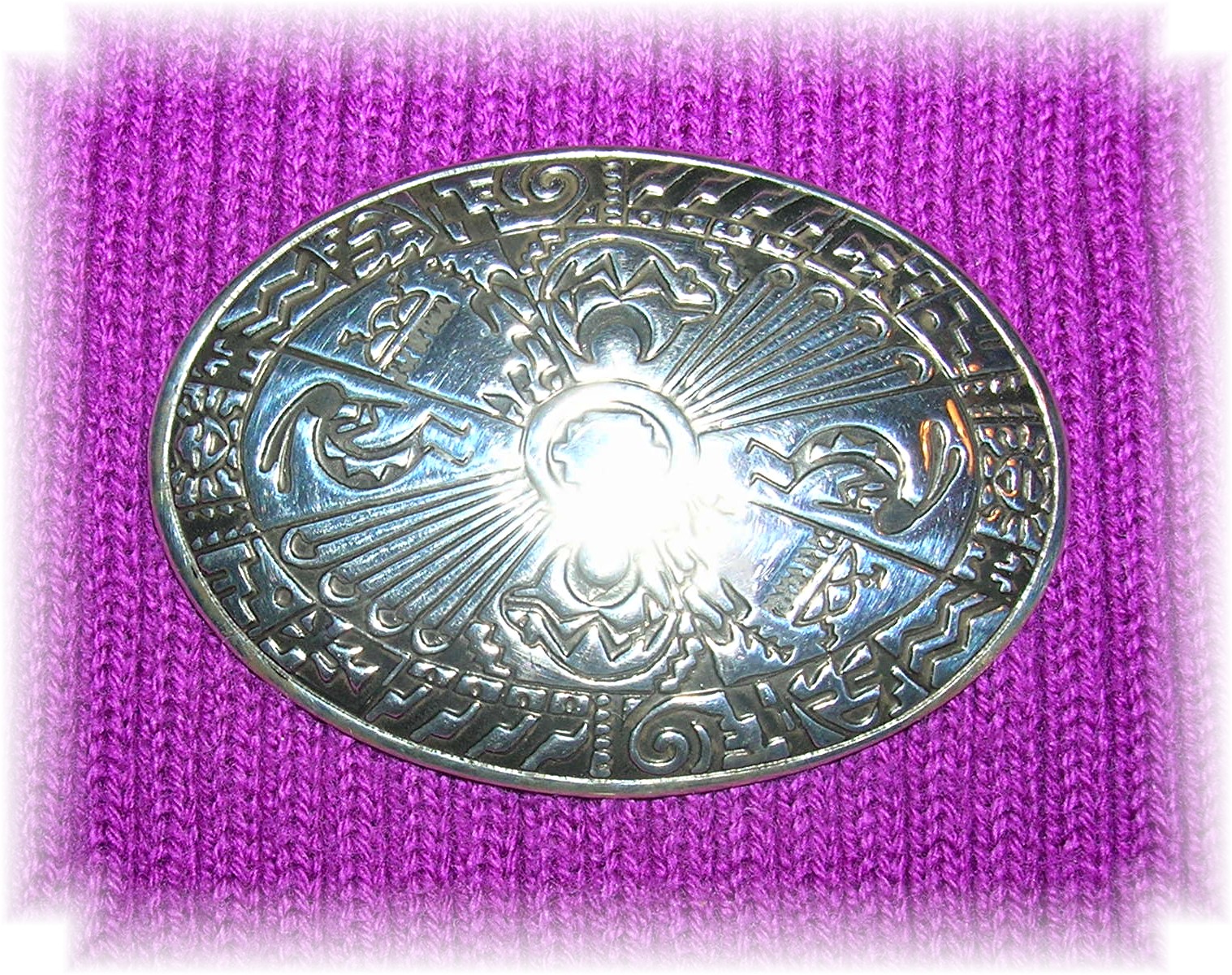 Sterling Silver Buffalo Kokopelli Dancer Brooch Pin