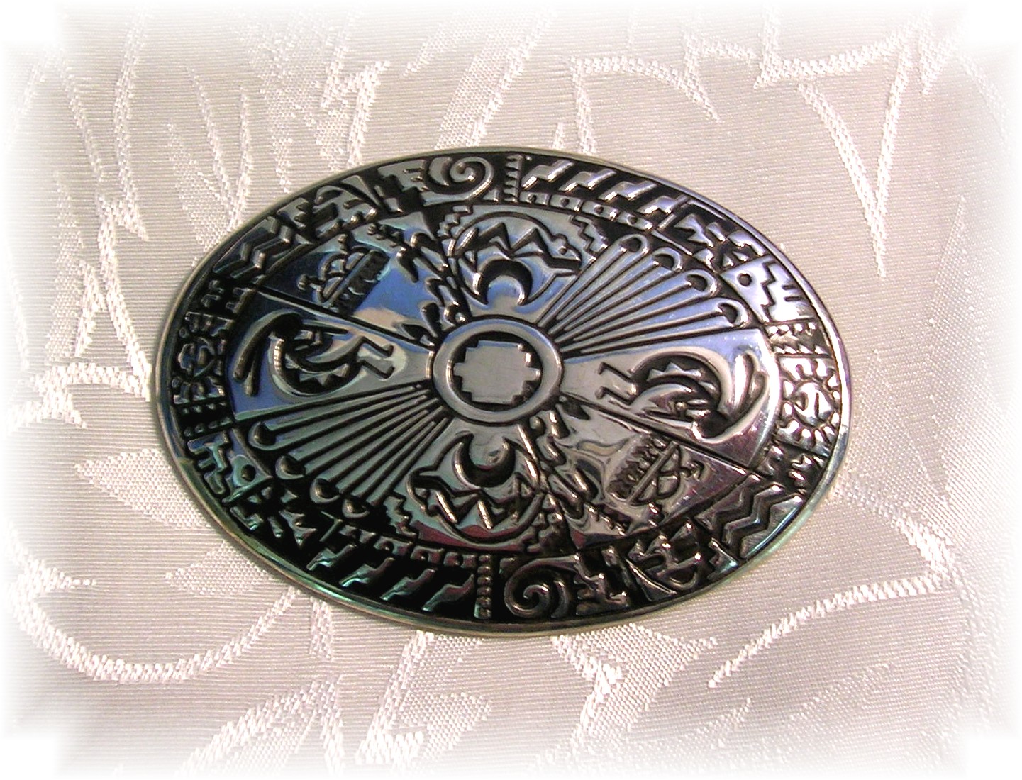 Sterling Silver Buffalo Kokopelli Dancer Brooch Pin