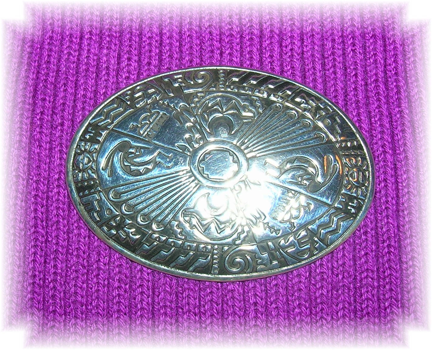 Sterling Silver Buffalo Kokopelli Dancer Brooch Pin