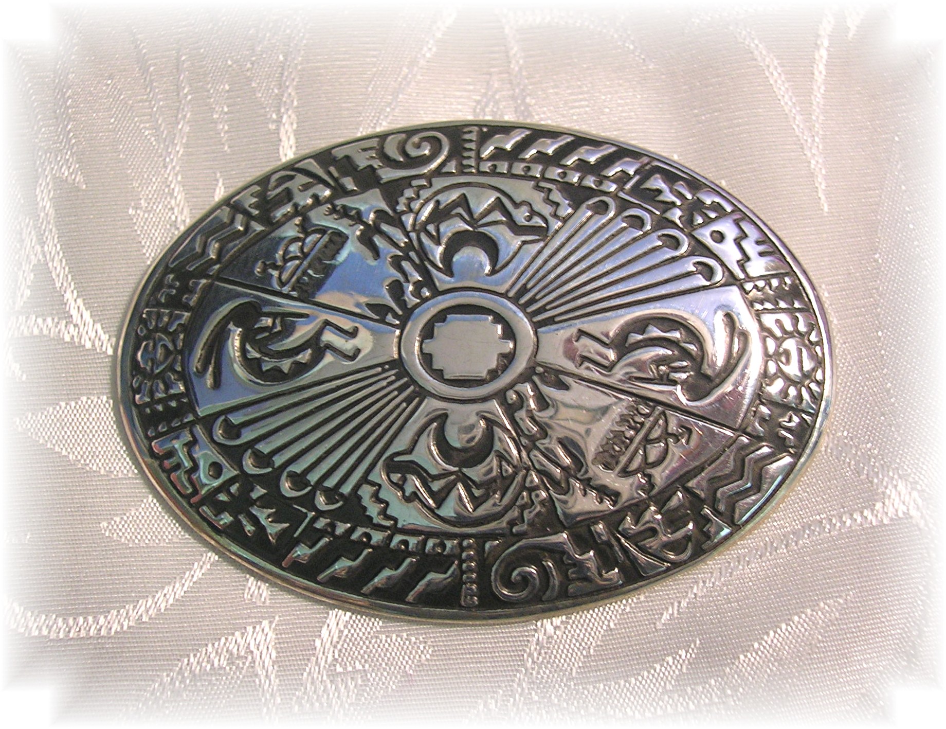 Sterling Silver Buffalo Kokopelli Dancer Brooch Pin