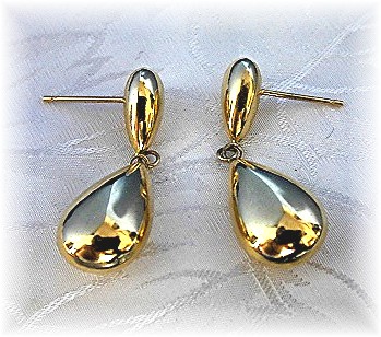 Earrings 14K Yellow Gold Dangle Double Teardrop