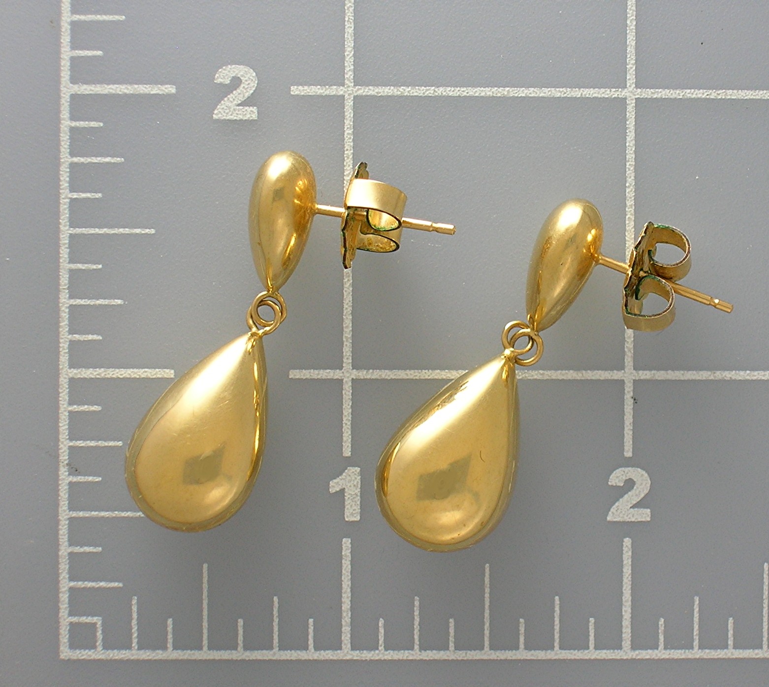 Earrings 14K Yellow Gold Dangle Double Teardrop