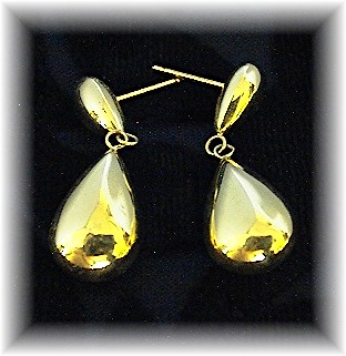 Earrings 14K Yellow Gold Dangle Double Teardrop