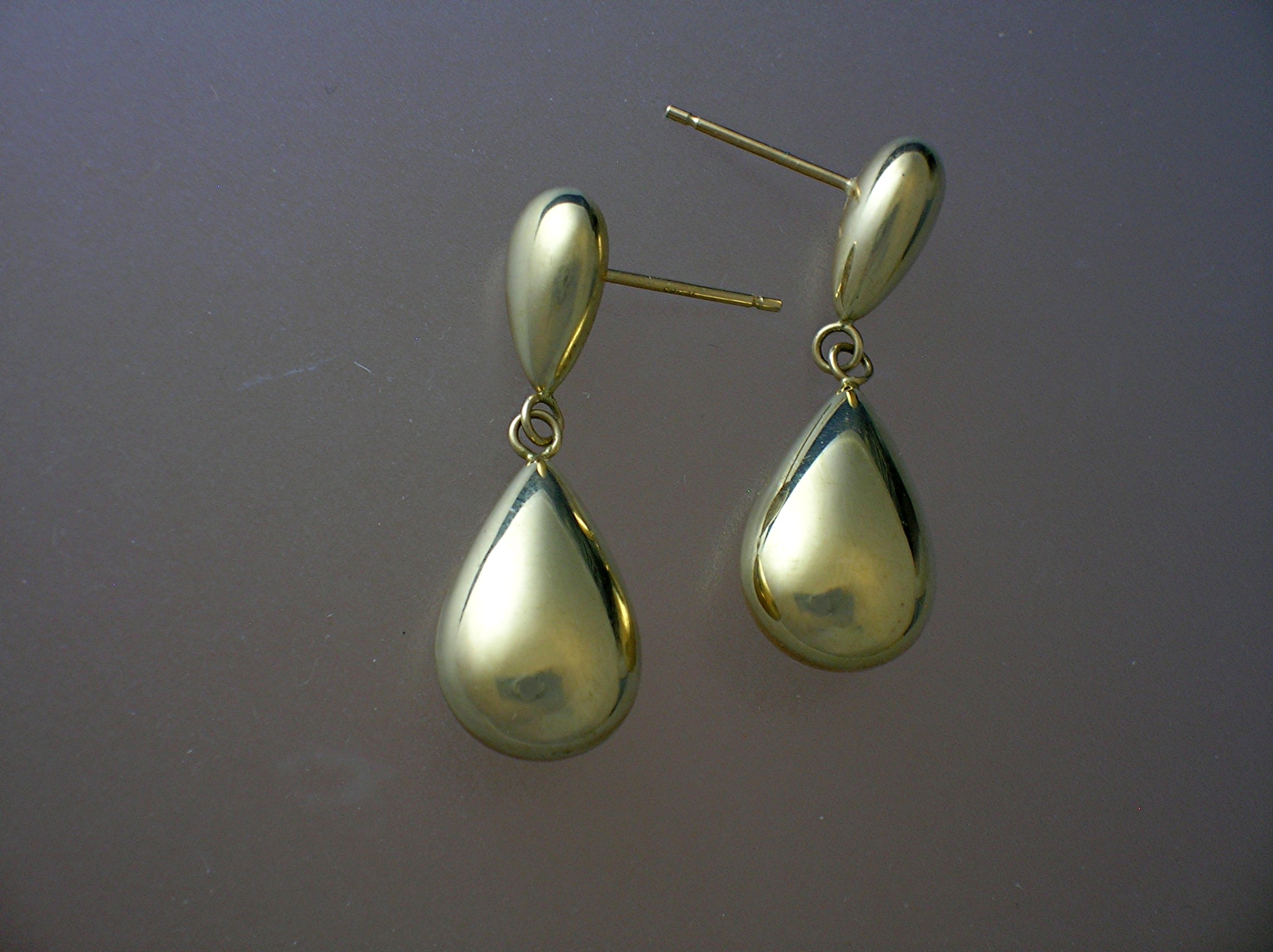 Earrings 14K Yellow Gold Dangle Double Teardrop