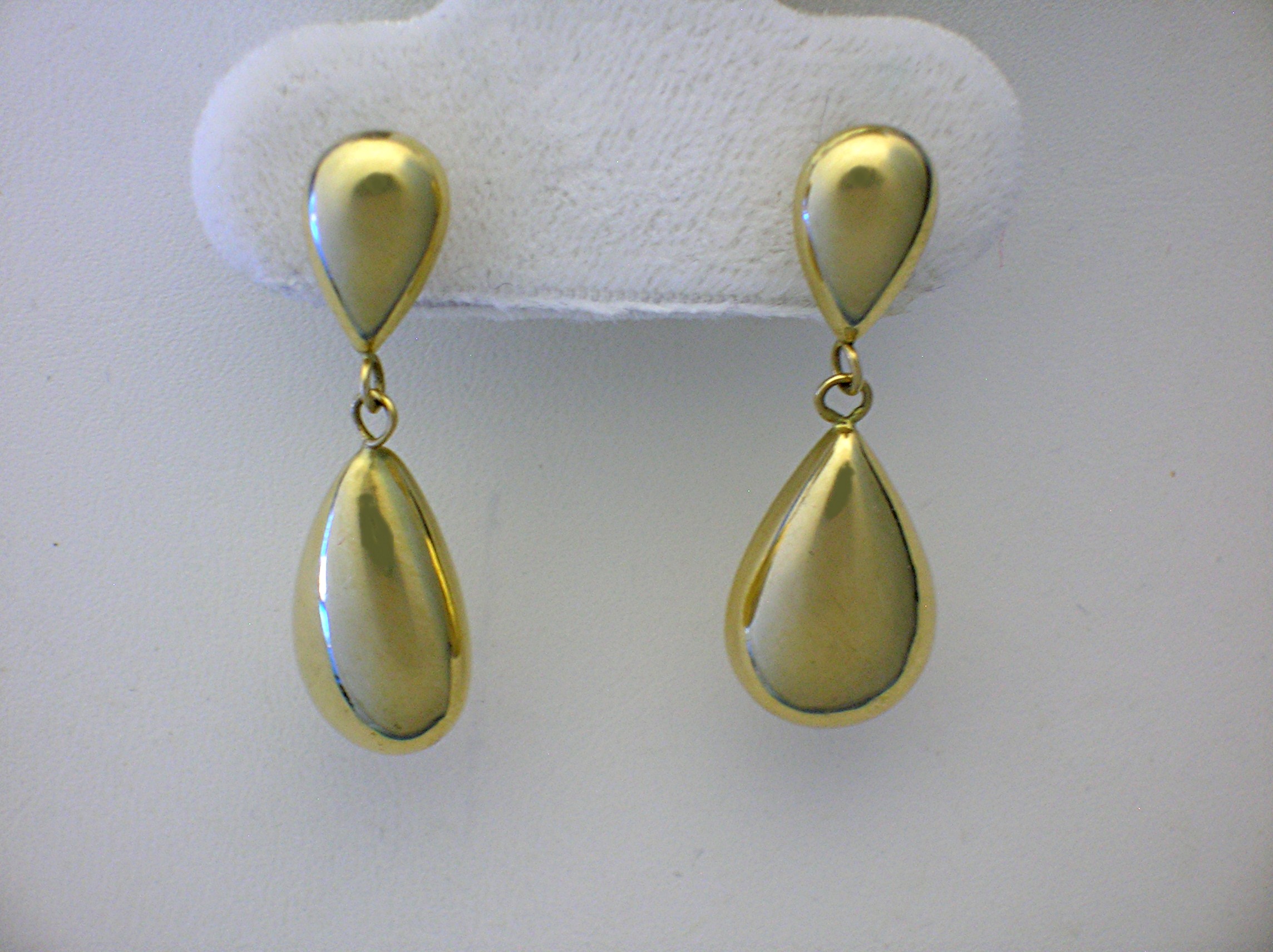 Earrings 14K Yellow Gold Dangle Double Teardrop