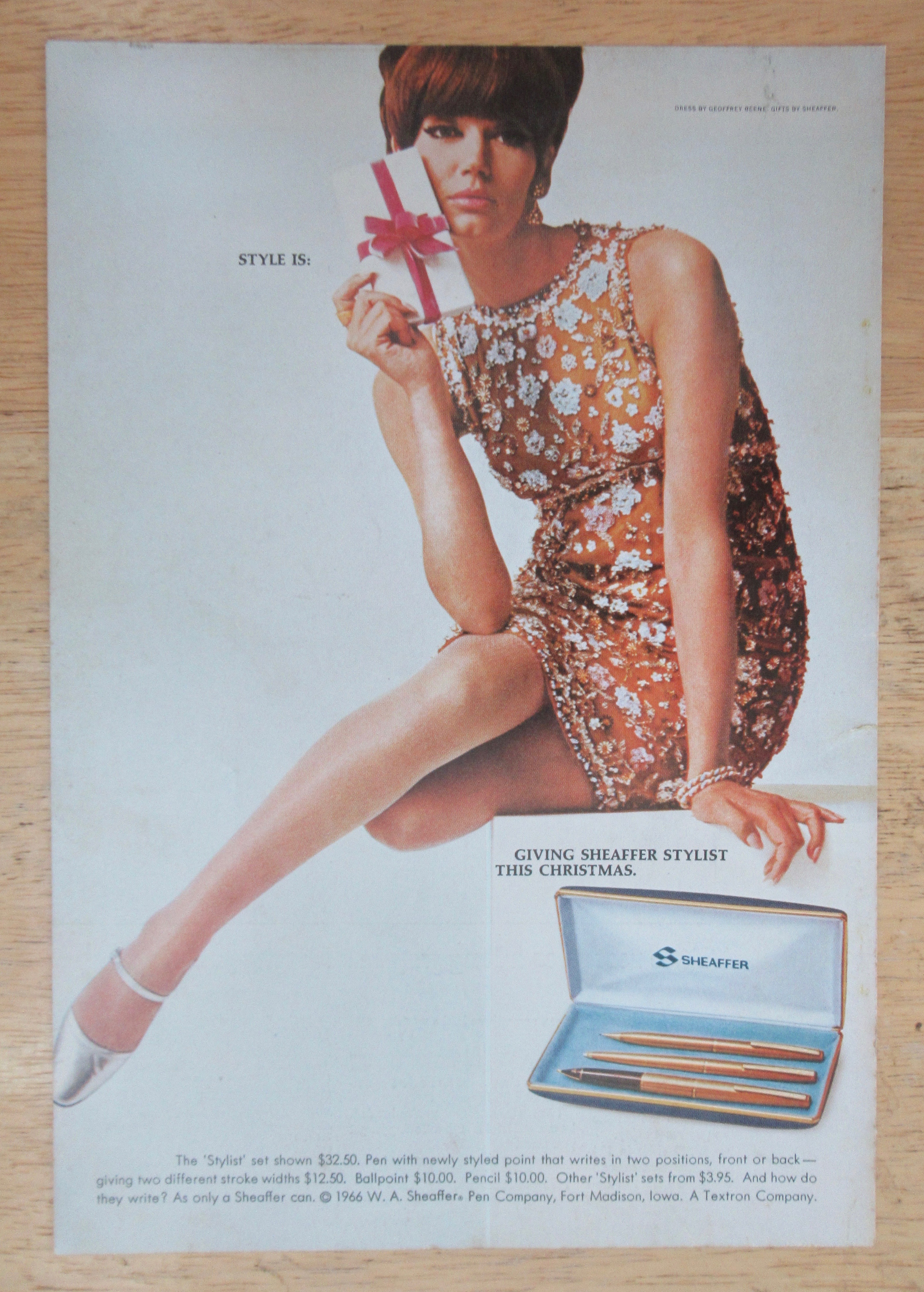 1966 Sheaffer Pens with Lovely Woman Holding Box