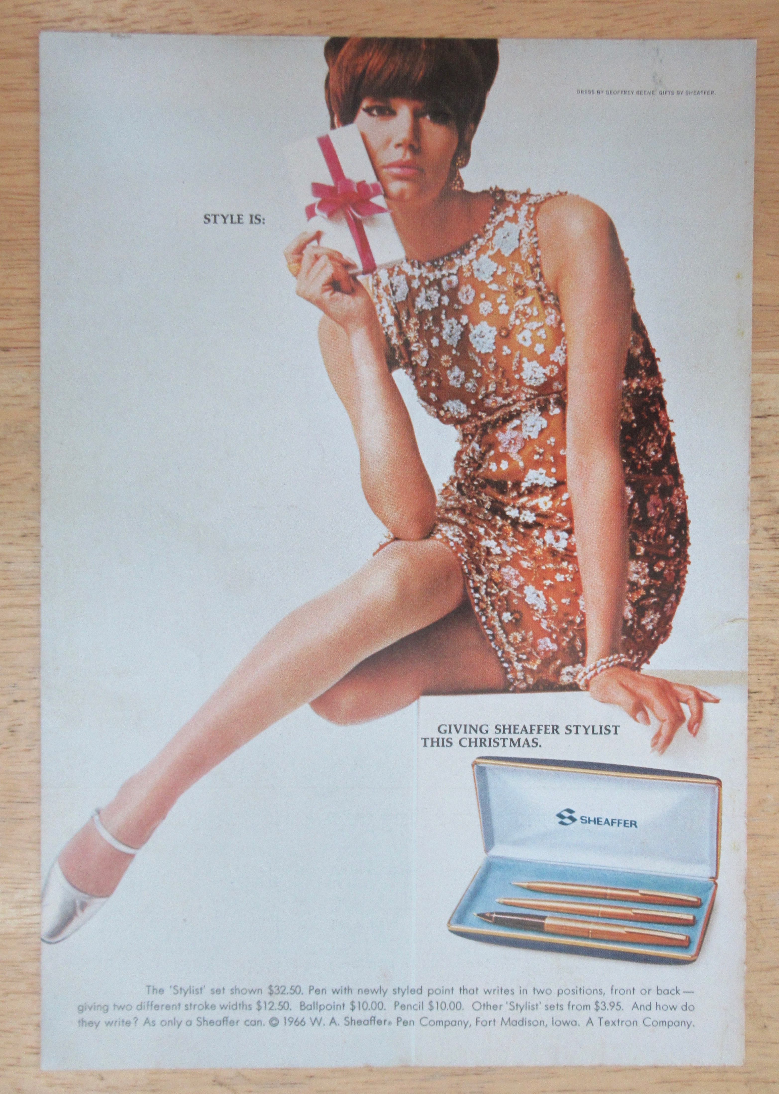 1966 Sheaffer Pens with Lovely Woman Holding Box