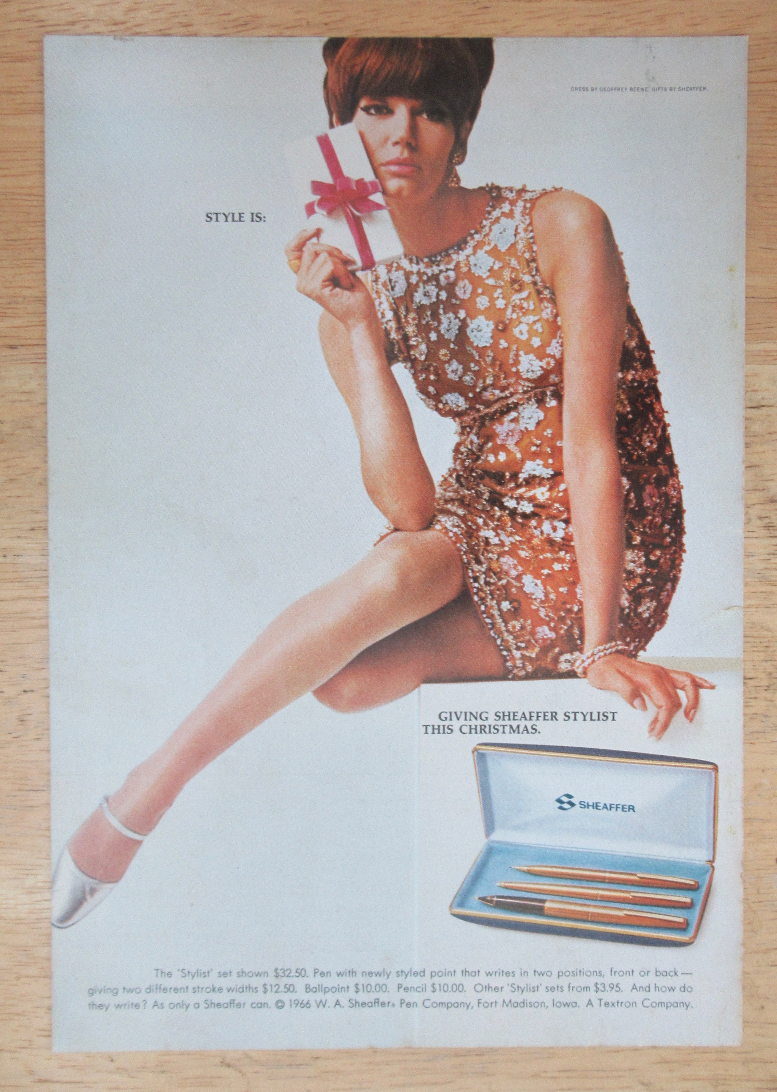 1966 Sheaffer Pens with Lovely Woman Holding Box