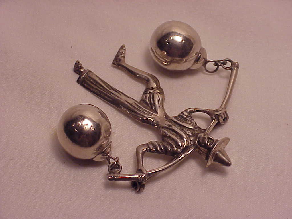 Possible Fred Davis Mexican Sterling Silver Peasant Man Brooch