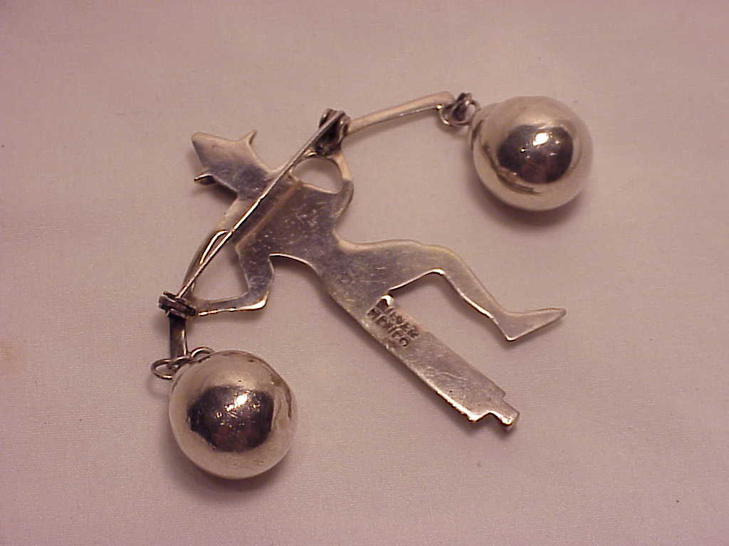 Possible Fred Davis Mexican Sterling Silver Peasant Man Brooch
