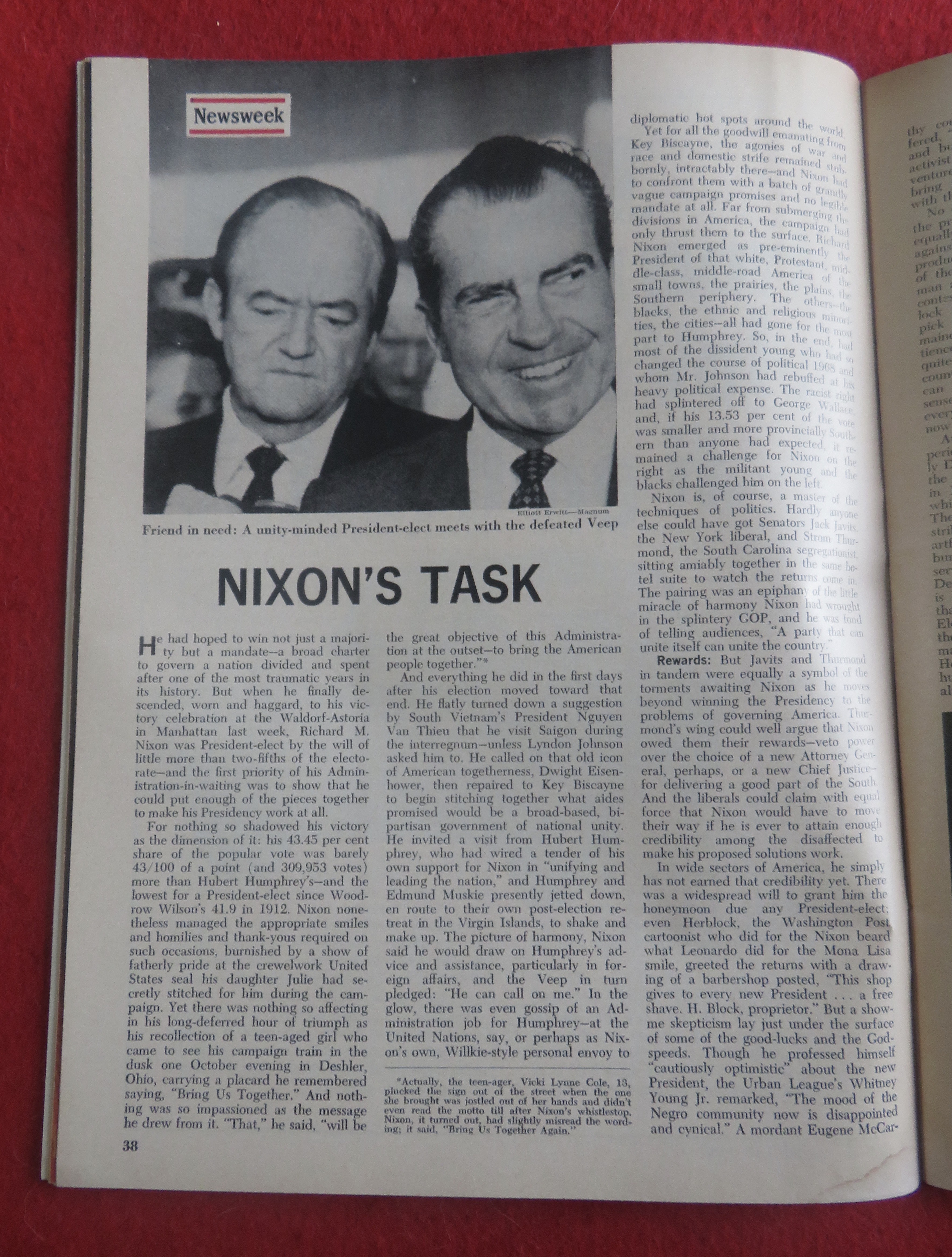 Newsweek Magazine November 18, 1968 Can Nixon Unite
