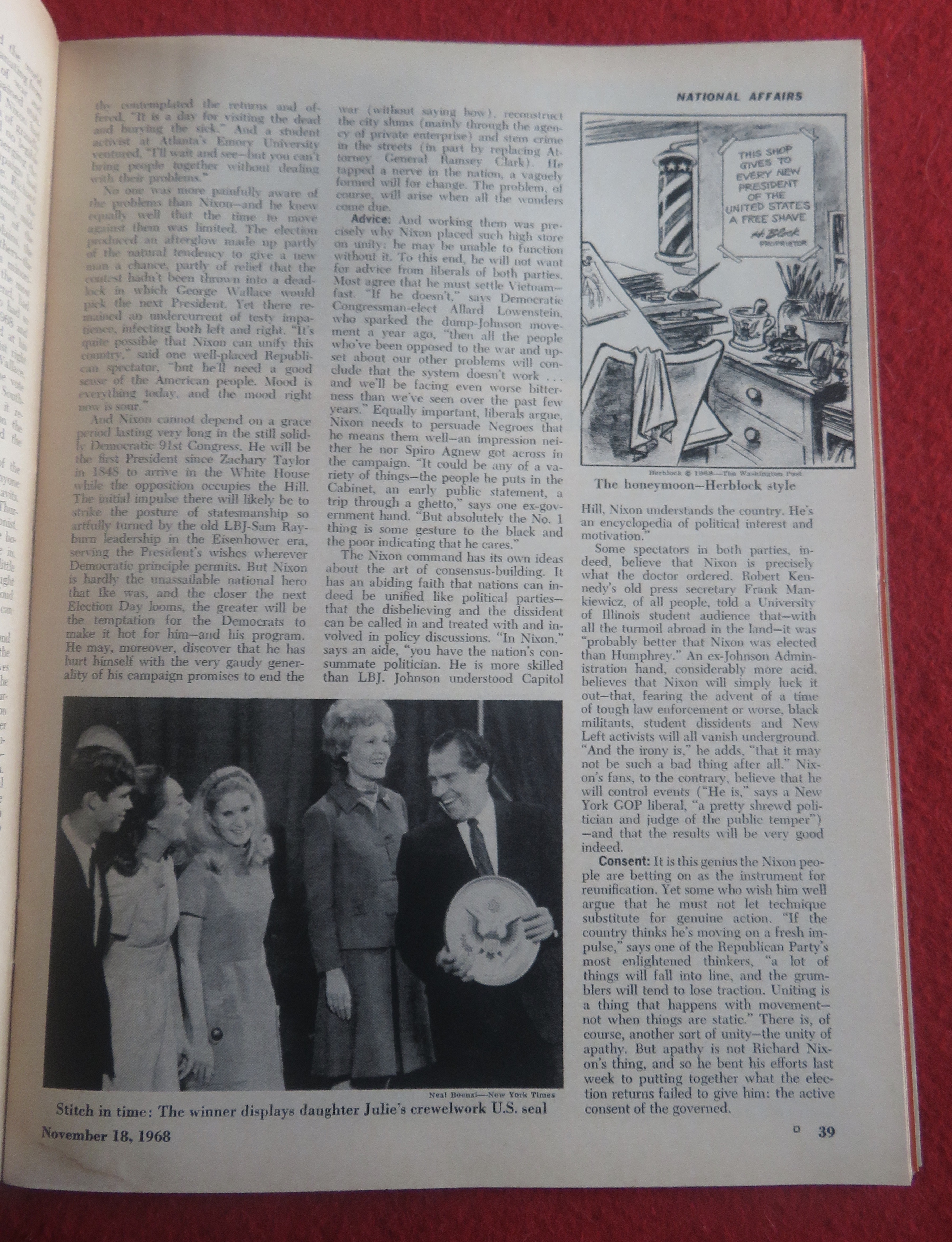 Newsweek Magazine November 18, 1968 Can Nixon Unite